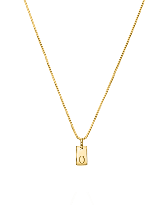 Single Initial Mini Dogtag Necklace - 18K Gold Vermeil Necklaces magal-dev 1 Tag 16"