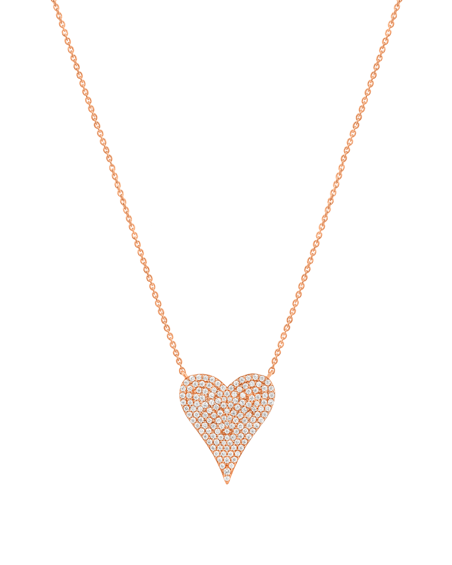 Large Diamond Paved Heart Necklace - 14K White Gold Necklaces magal-dev