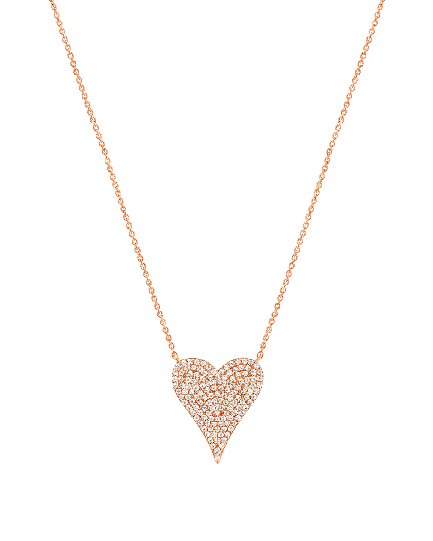 Large Diamond Paved Heart Necklace - 14K Yellow Gold Necklaces magal-dev