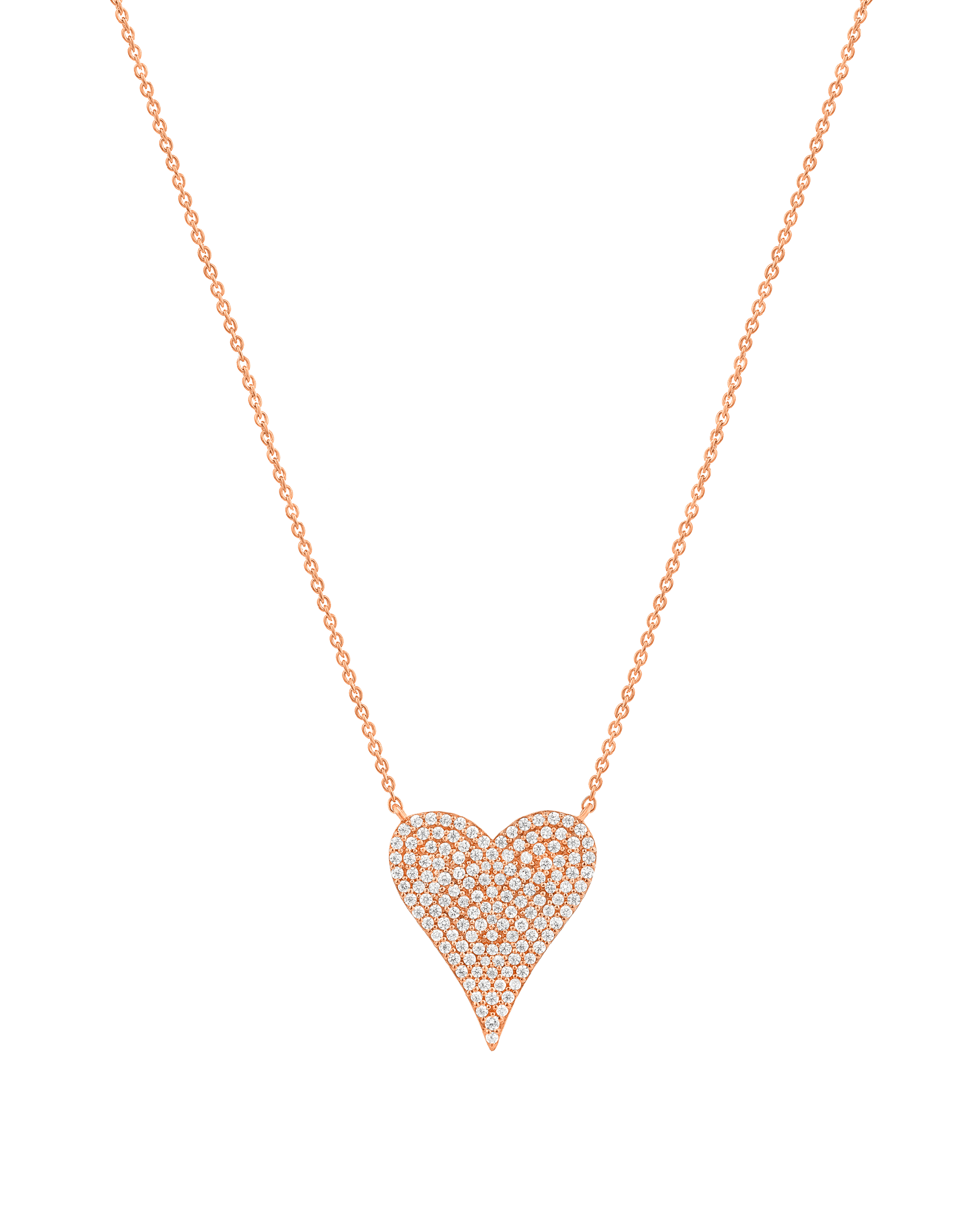 Large Diamond Paved Heart Necklace - 14K Yellow Gold Necklaces magal-dev