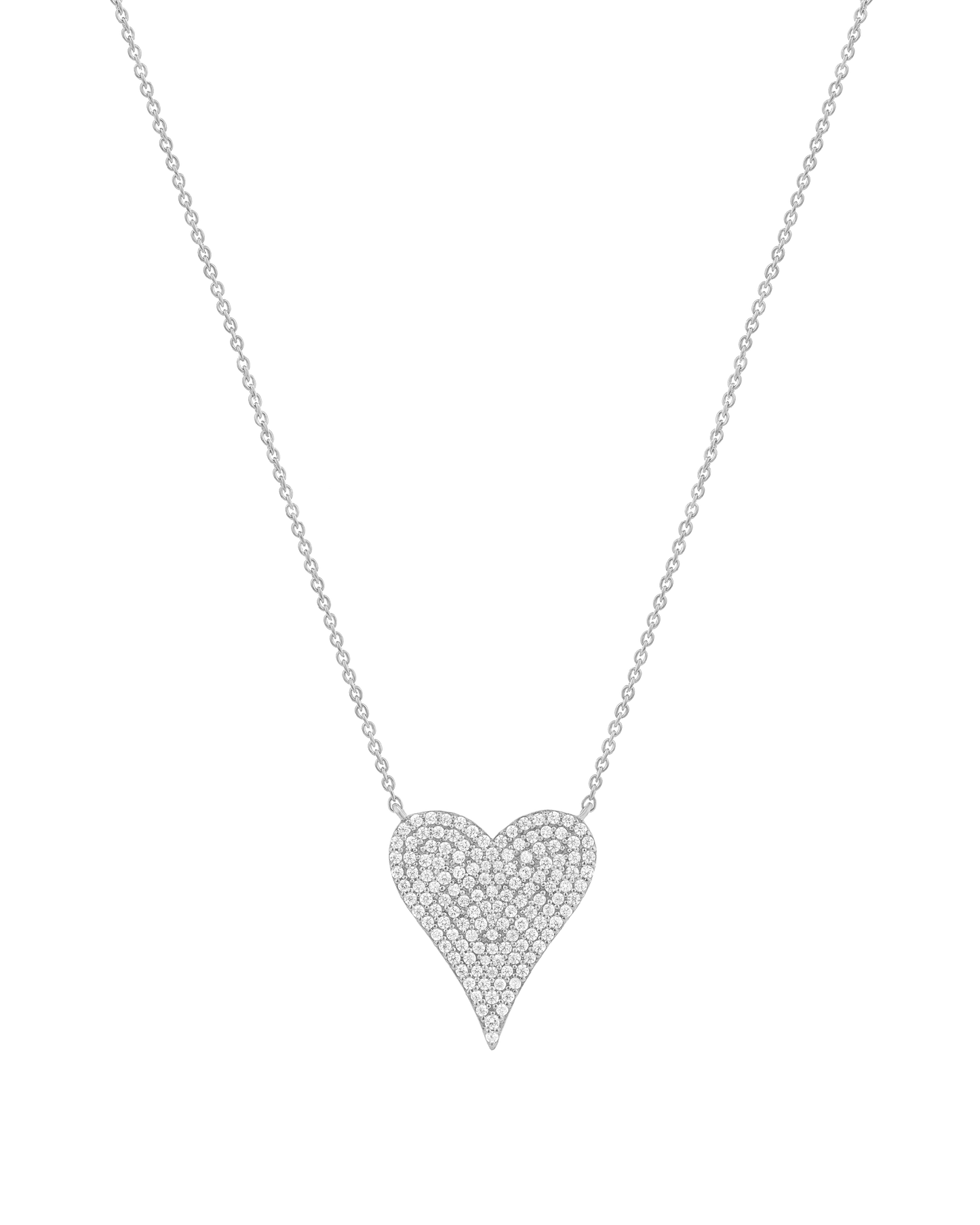 Large Diamond Paved Heart Necklace - 14K Yellow Gold Necklaces magal-dev