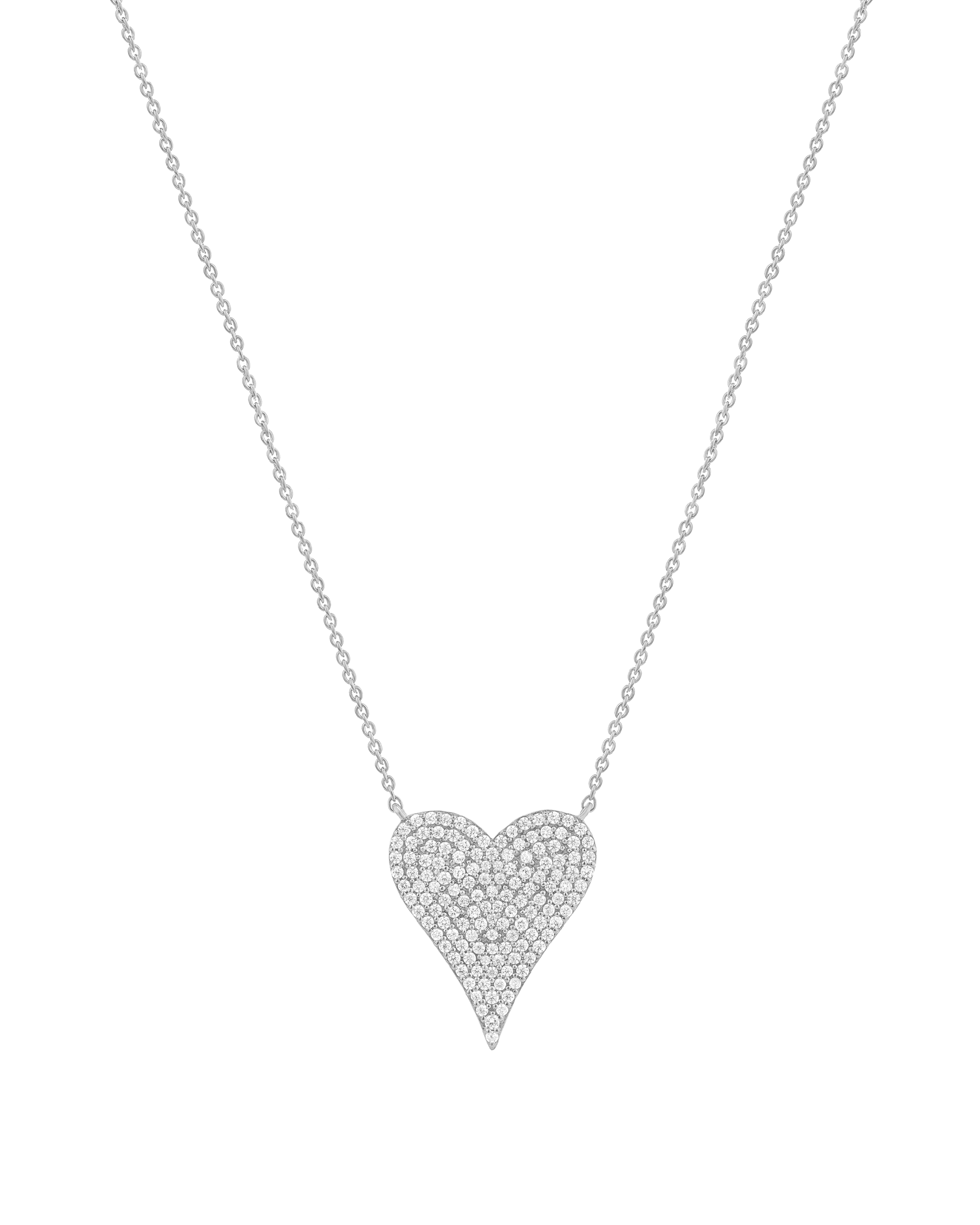 Large Diamond Paved Heart Necklace - 14K Yellow Gold Necklaces magal-dev