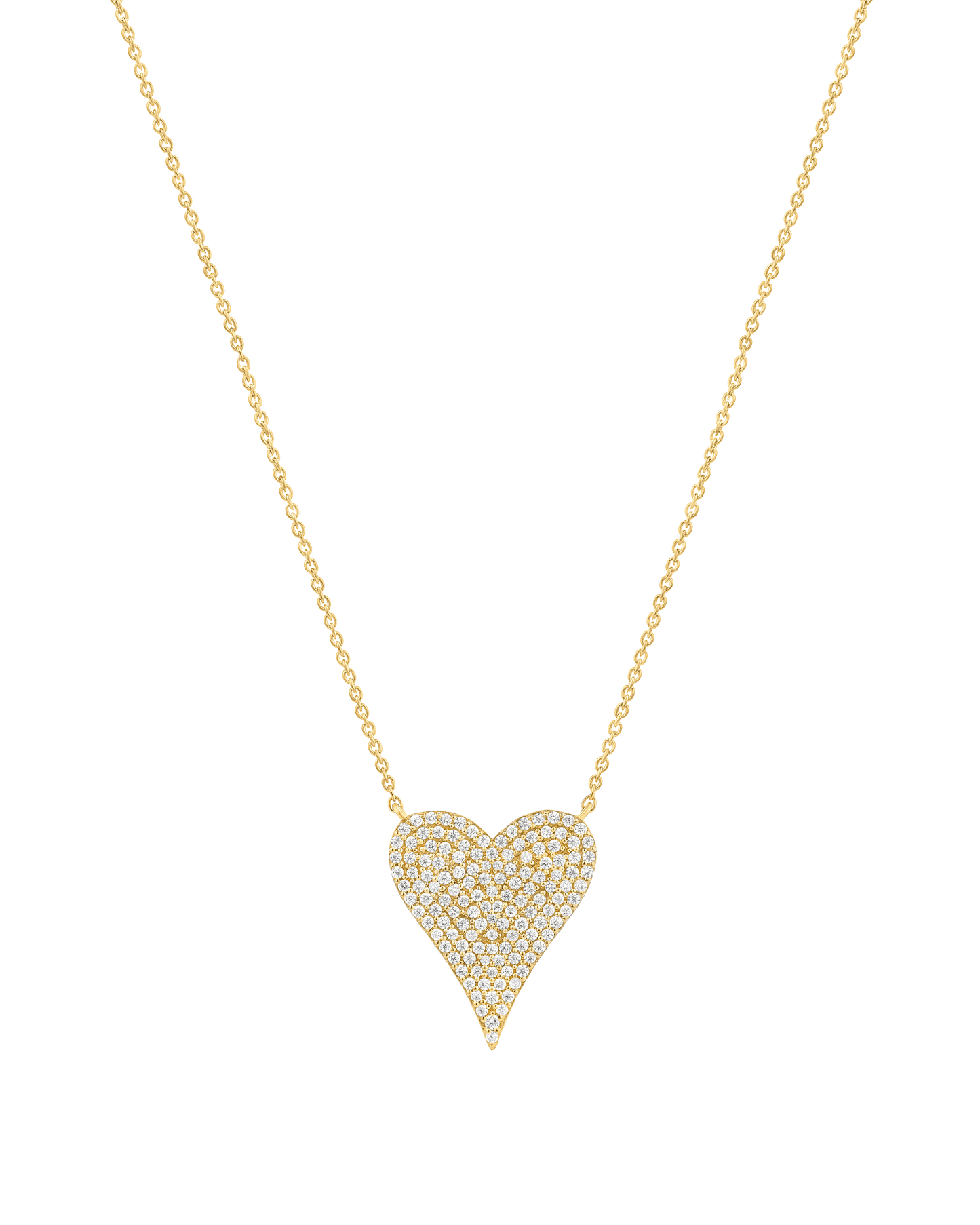 Large Diamond Paved Heart Necklace - 14K Yellow Gold Necklaces magal-dev