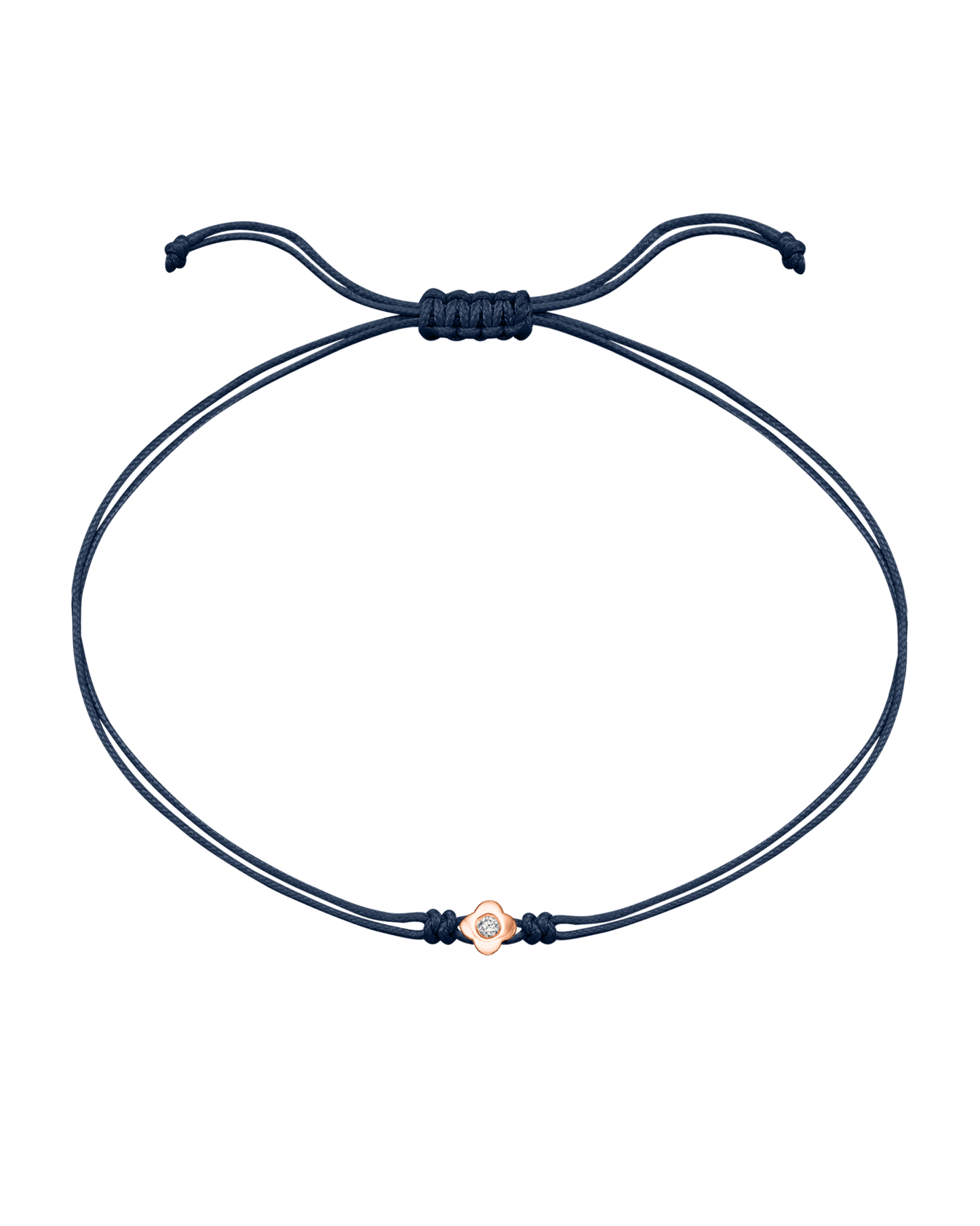 Lucky String Of Love - 14K Rose Gold Bracelets 14K Solid Gold Navy Blue