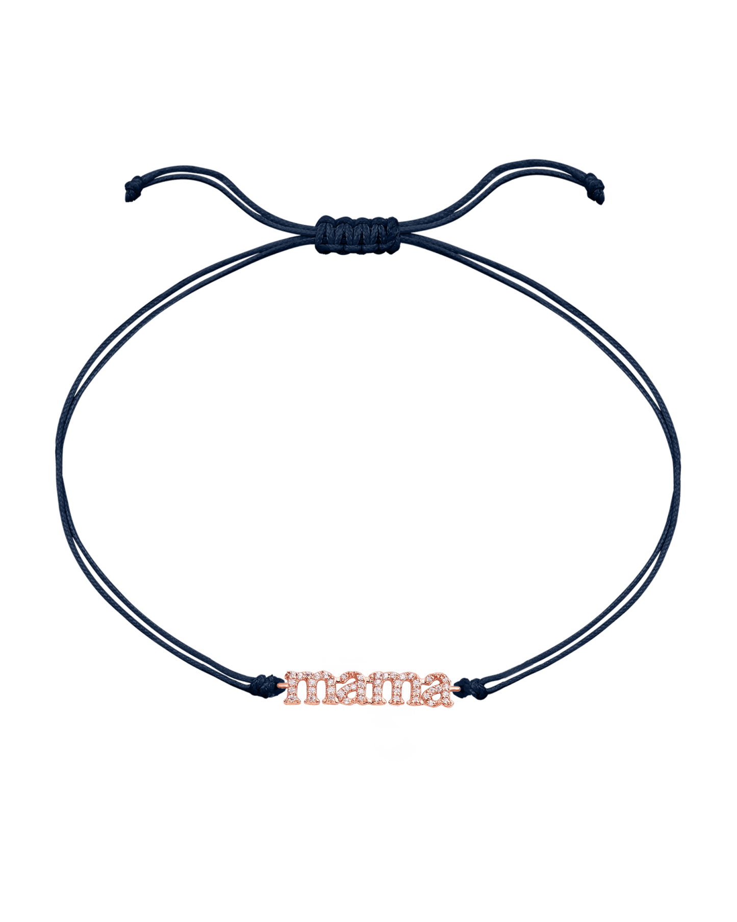 Mama String of Love - 14K Rose Gold Bracelets magal-dev Navy Blue Paved (+$140)