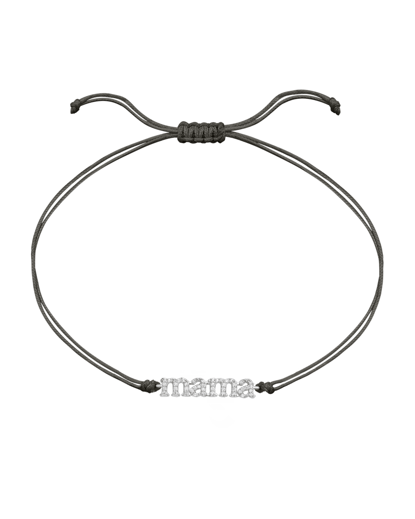 Mama String of Love - 14K White Gold Bracelets magal-dev Grey Paved (+$140)