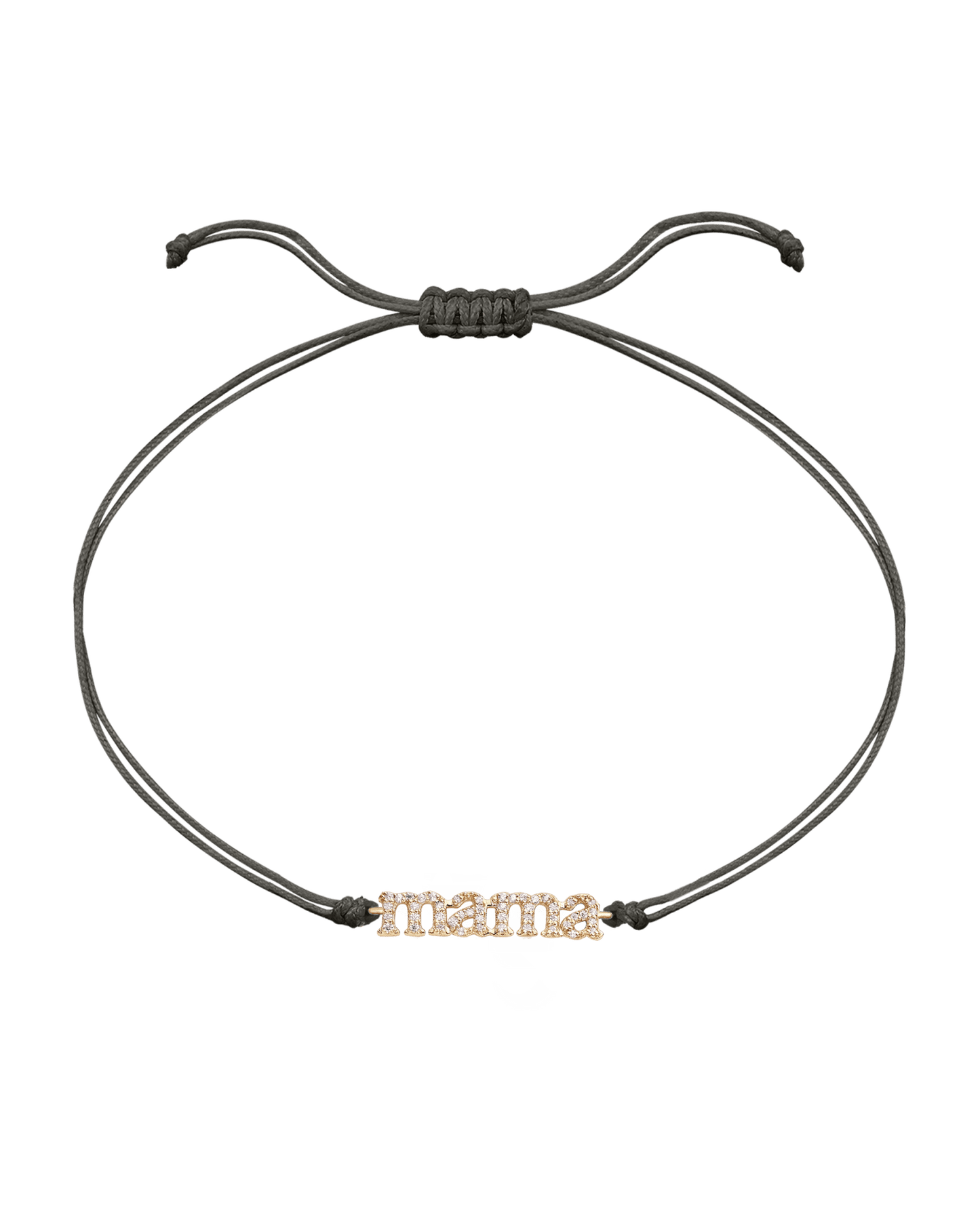 Mama String of Love - 14K Yellow Gold Bracelets magal-dev Grey Paved (+$140)