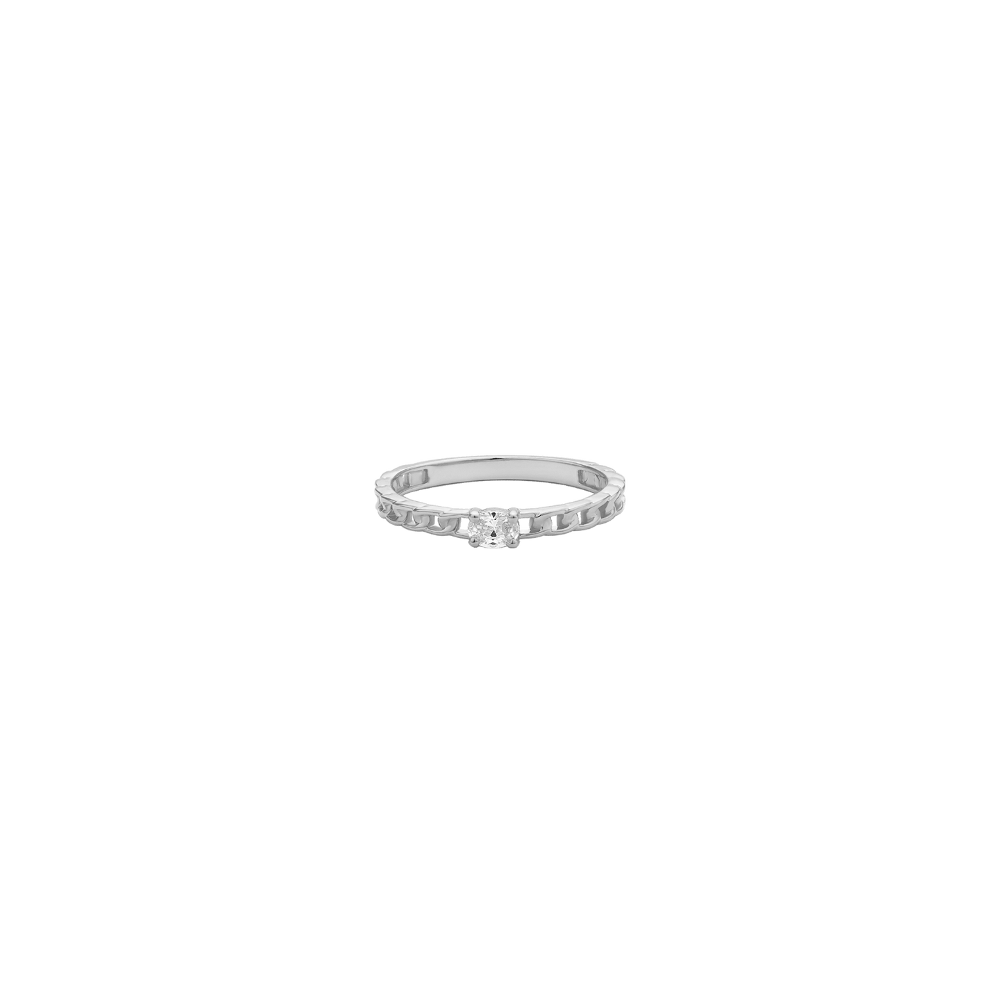 Marquise Diamond Solid Chain Ring - 14K White Gold Rings 14K Solid Gold US 4