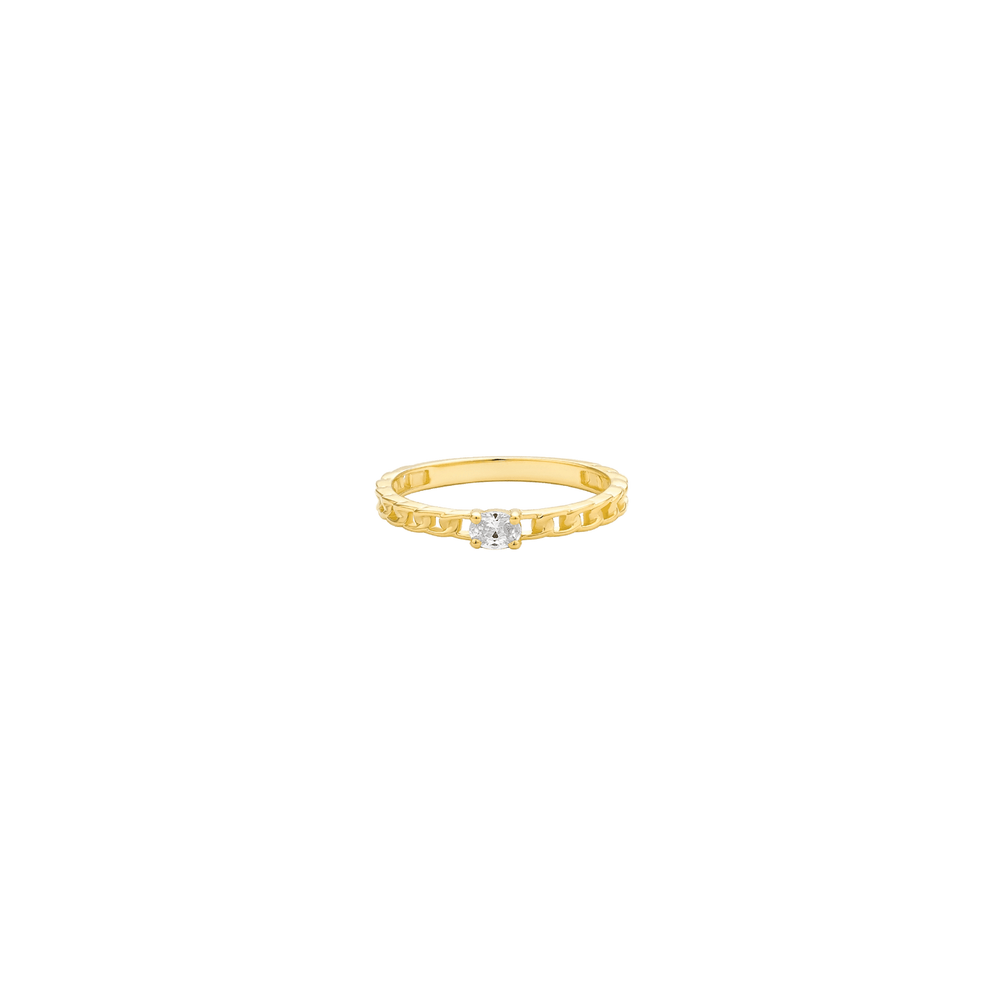 Marquise Diamond Solid Chain Ring - 14K Yellow Gold Rings 14K Solid Gold US 4