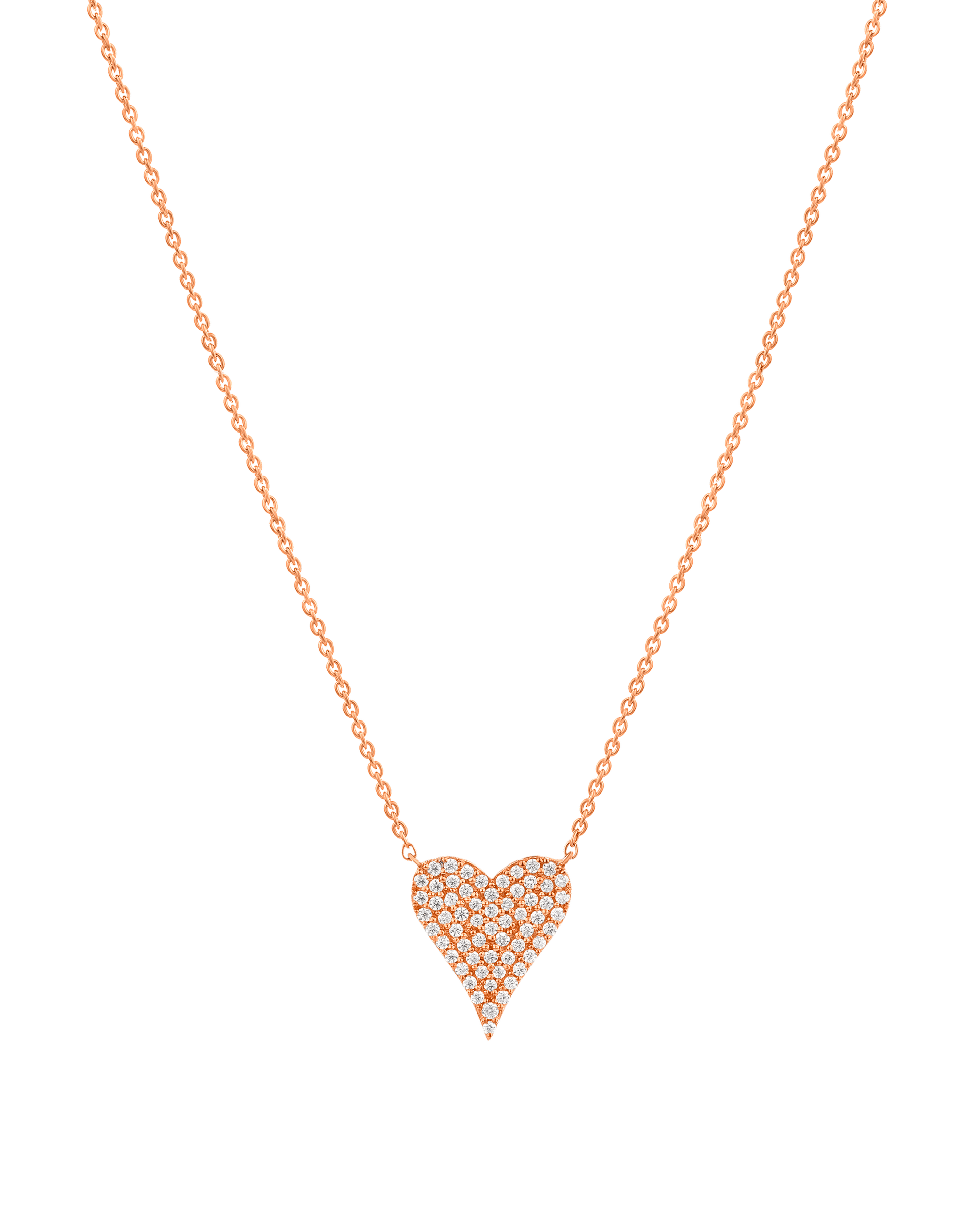 Medium Diamond Paved Heart Necklace - 14K Yellow Gold Necklaces magal-dev