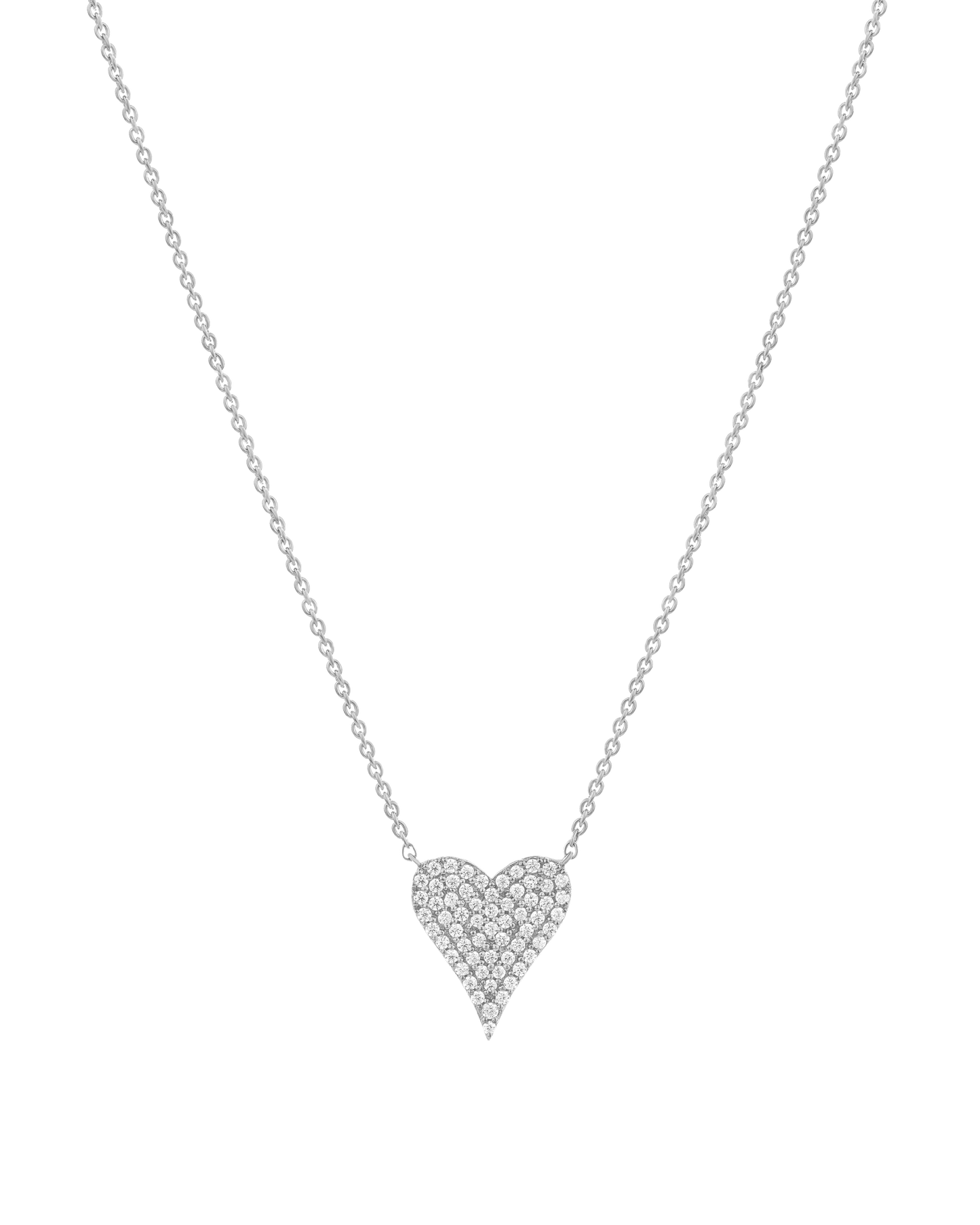 Medium Diamond Paved Heart Necklace - 14K Rose Gold Necklaces magal-dev