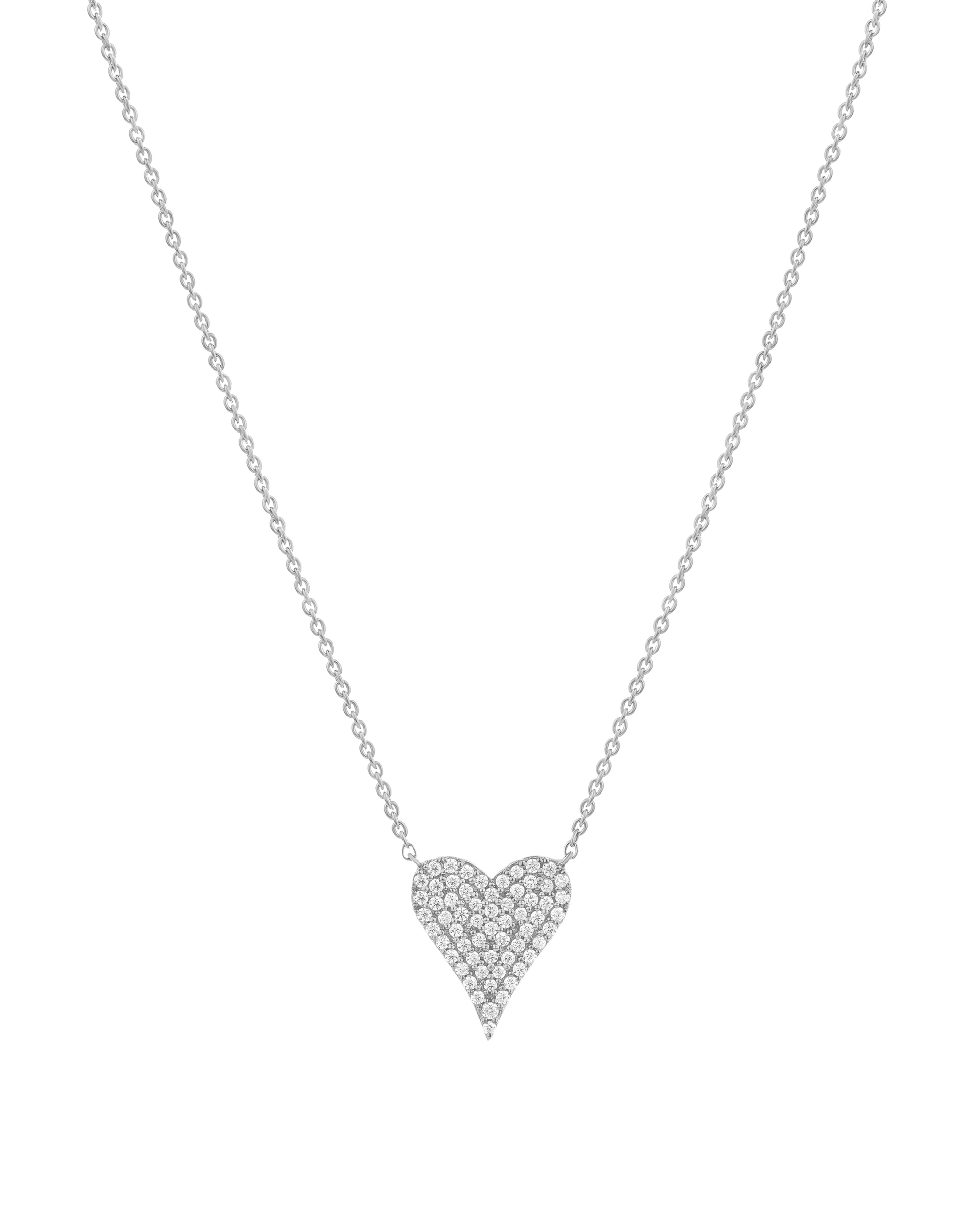 Medium Diamond Paved Heart Necklace - 14K Yellow Gold Necklaces magal-dev