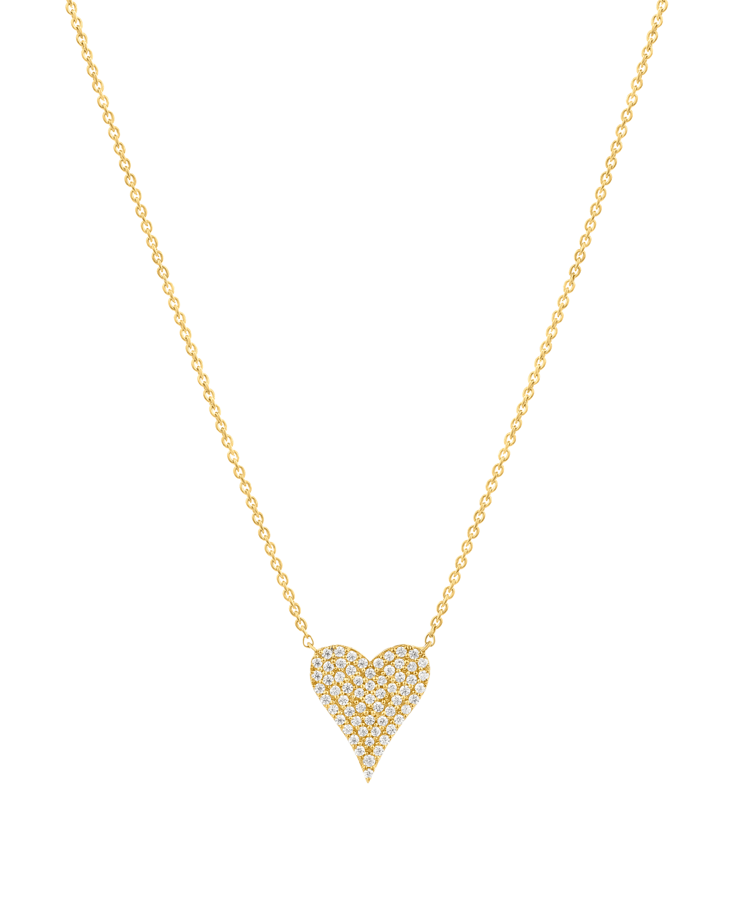 Medium Diamond Paved Heart Necklace - 14K Yellow Gold Necklaces magal-dev