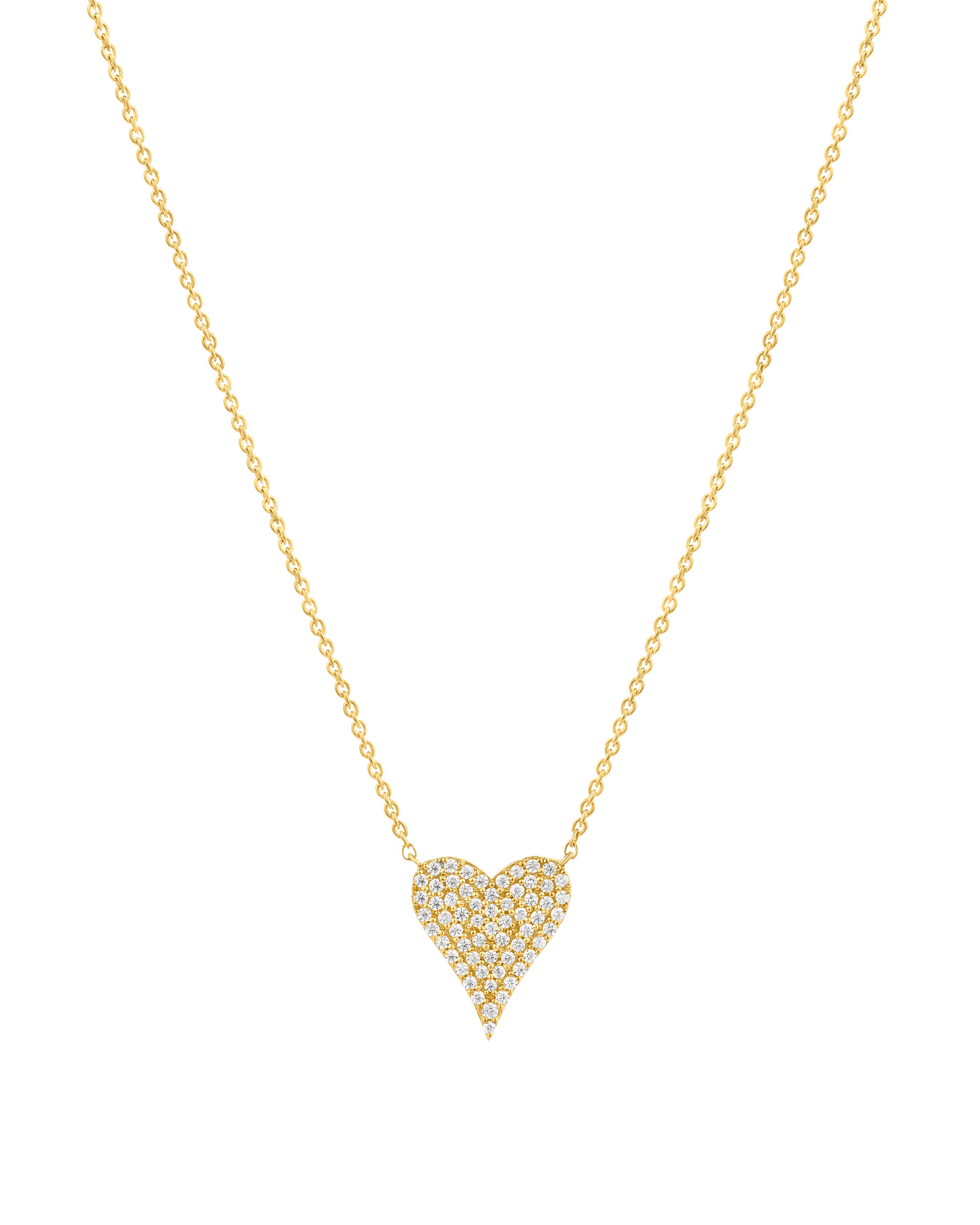 Medium Diamond Paved Heart Necklace - 14K Yellow Gold Necklaces magal-dev