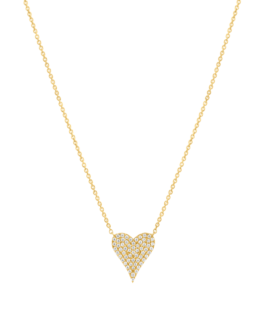 Medium Diamond Paved Heart Necklace - 14K Yellow Gold Necklaces magal-dev