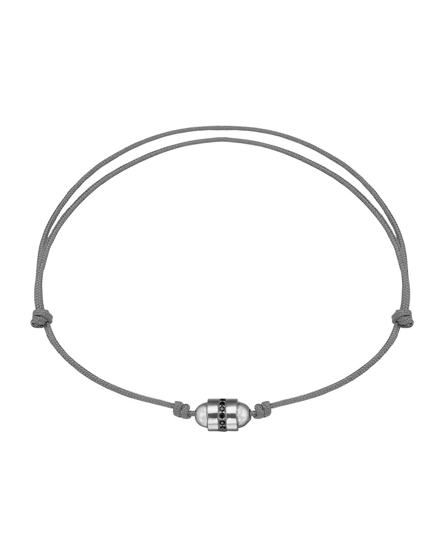 Men's Black Diamond Talisman Bracelet - 14K White Gold Bracelets magal-dev Grey