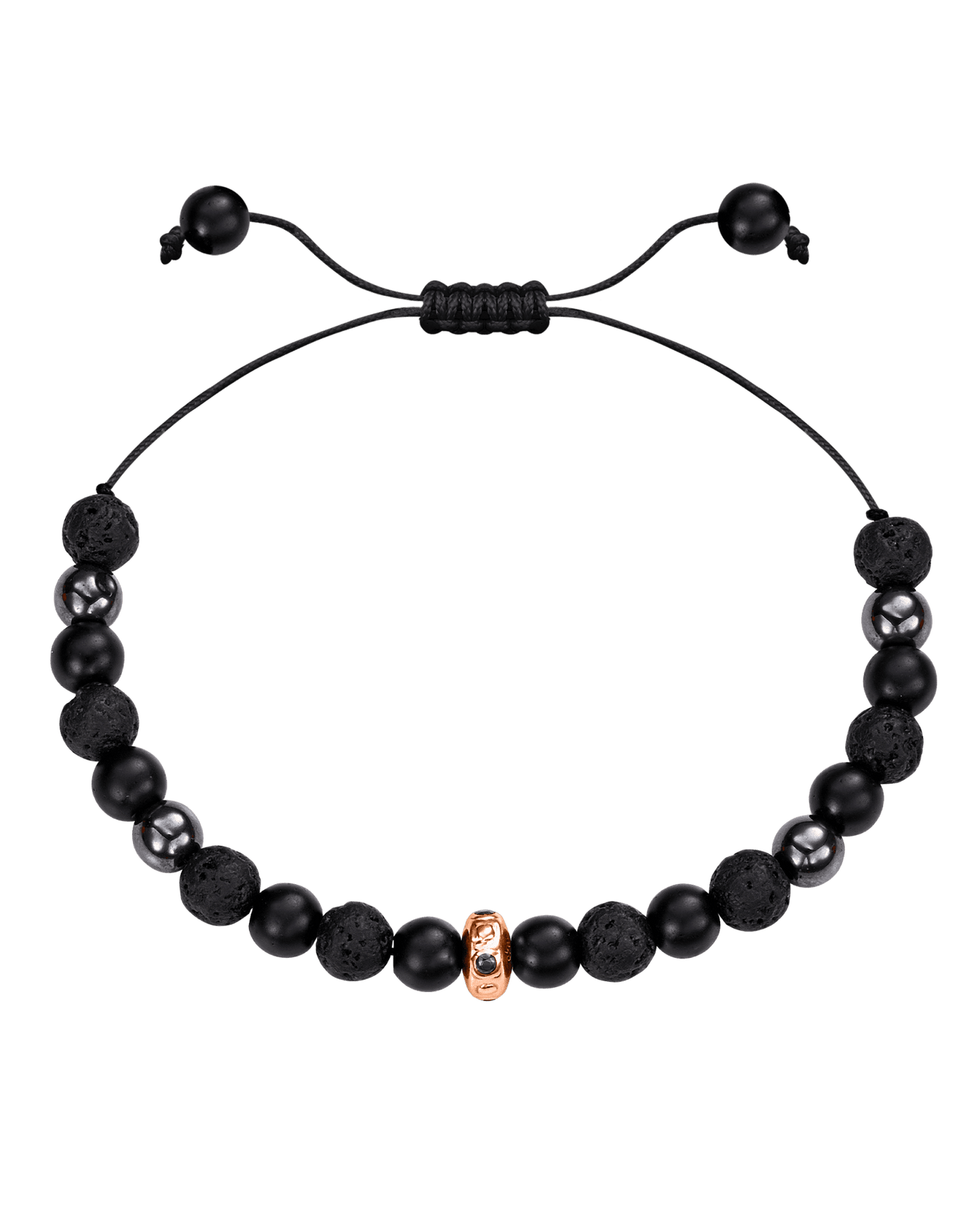 Men's Black Lava, Onyx and Hematite Beads Bracelet - 14K White Gold Bracelets magal-dev