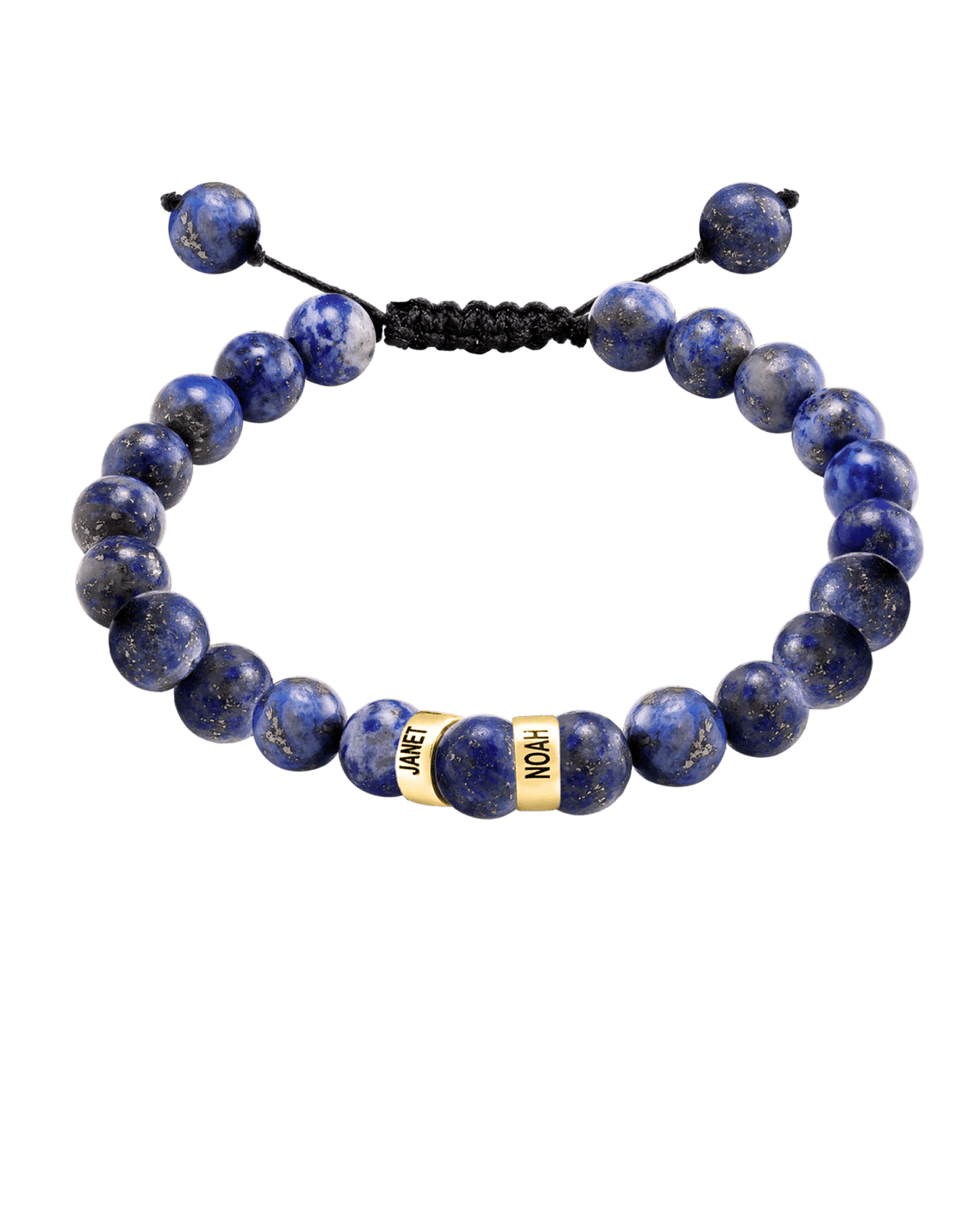 Men's Blue Lapis Engravable Bead Bracelet - 14K Yellow Gold Bracelets magal-dev 2 Links
