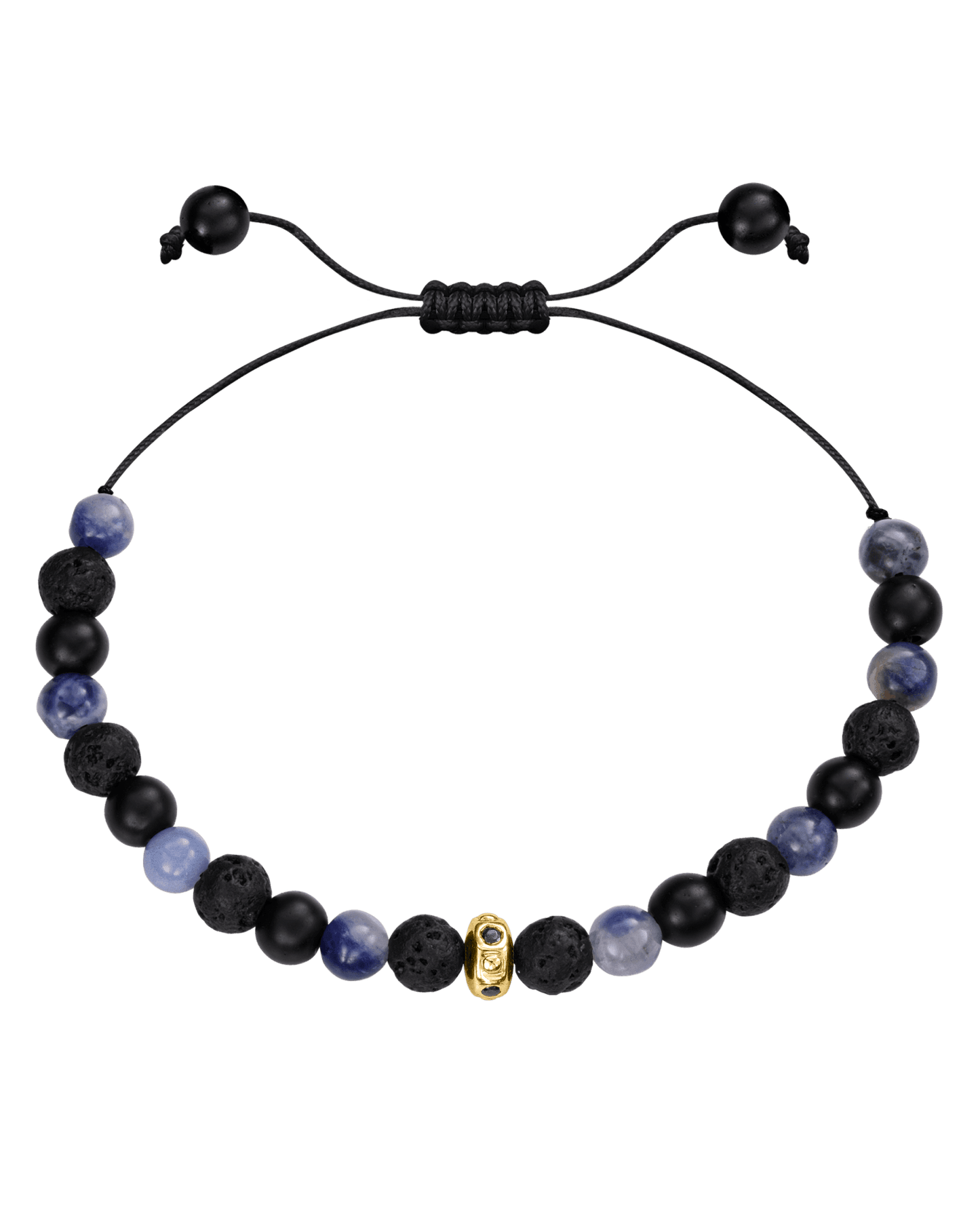 Men's Blue Sodalite & Matte Onyx Bead Bracelet - 14K White Gold Bracelets magal-dev