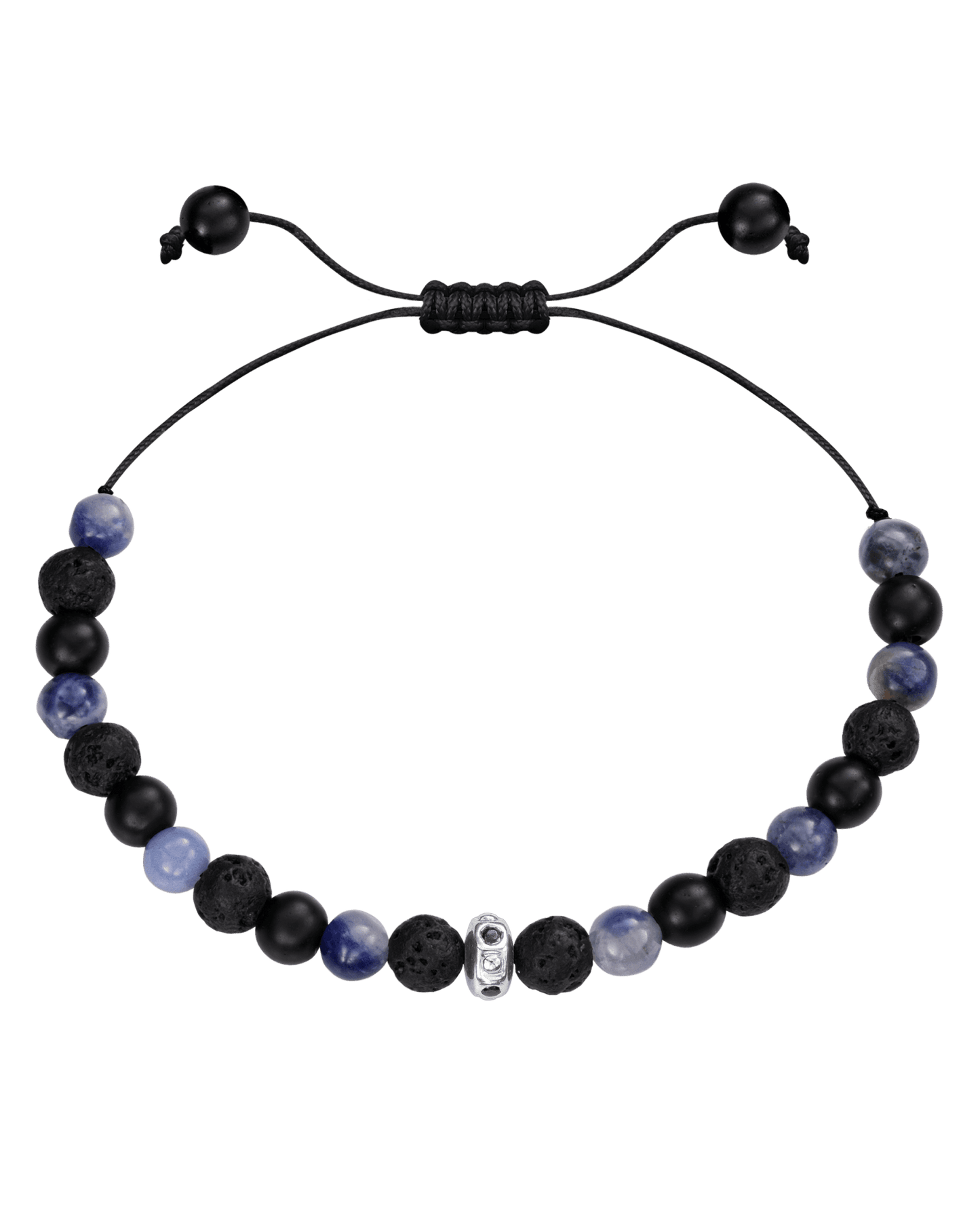 Men's Blue Sodalite & Matte Onyx Bead Bracelet - 14K Yellow Gold Bracelets magal-dev