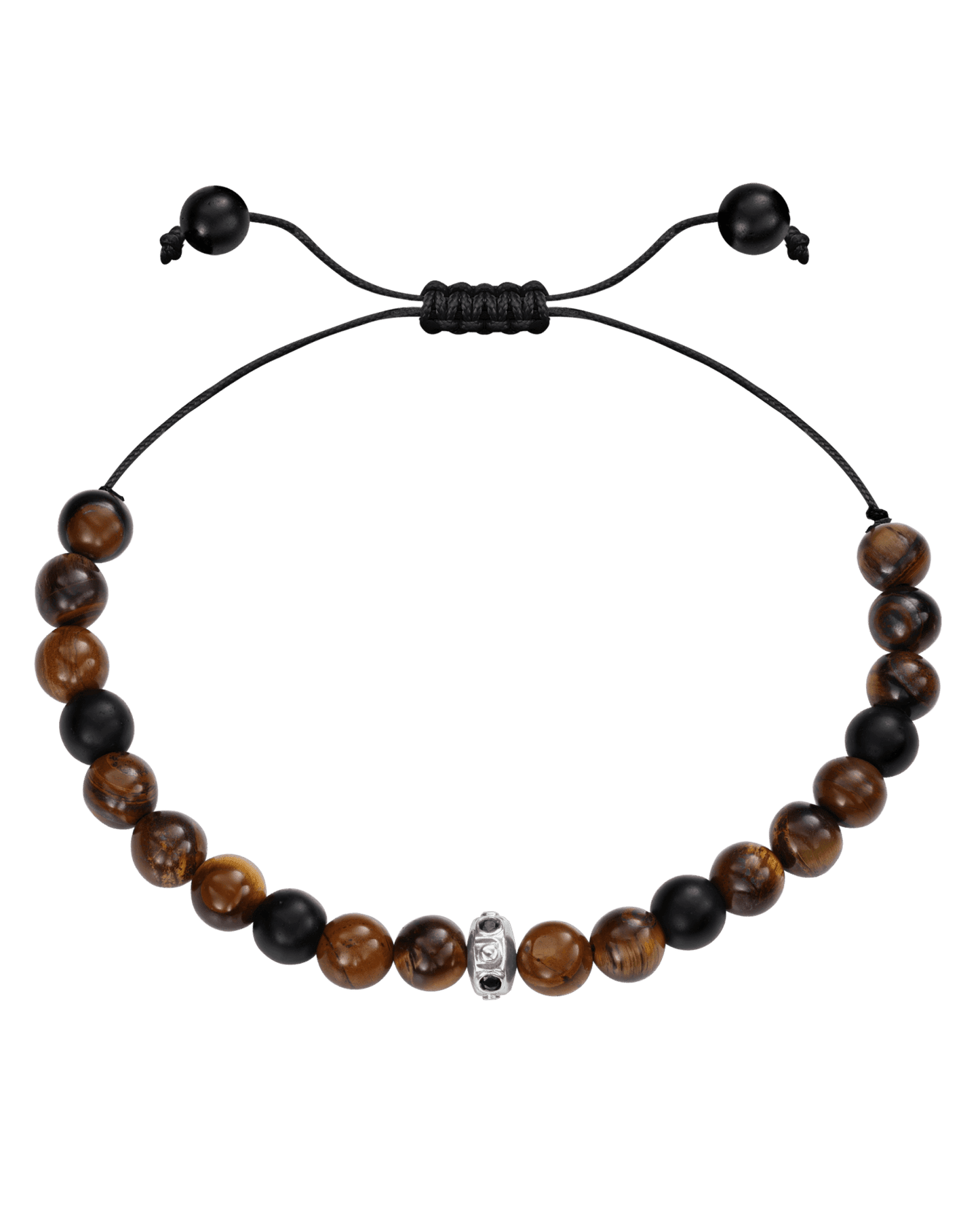 Men's Brown Tiger Eye & Matte Onyx Bead Bracelet - 14K Rose Gold Bracelets magal-dev