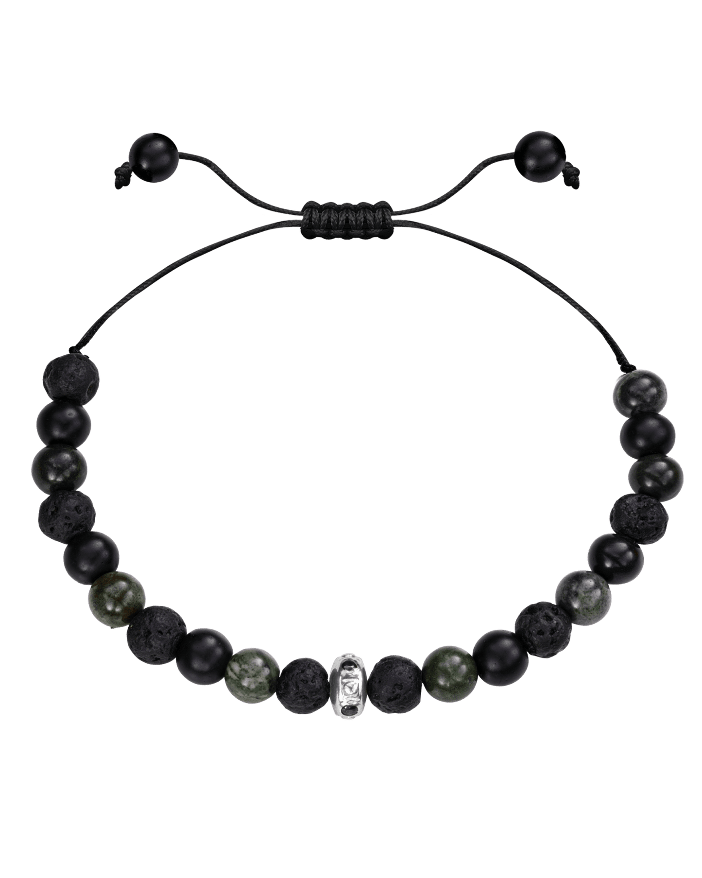 Men's Green Malachite & Matte Onyx Bead Bracelet - 14K Rose Gold Bracelets magal-dev