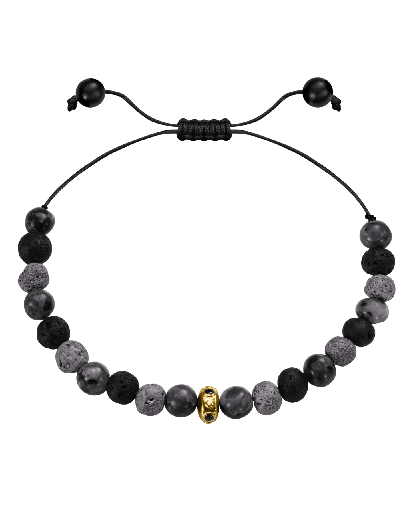 Men's Grey Lava Bead Bracelet - 14K White Gold Bracelets magal-dev