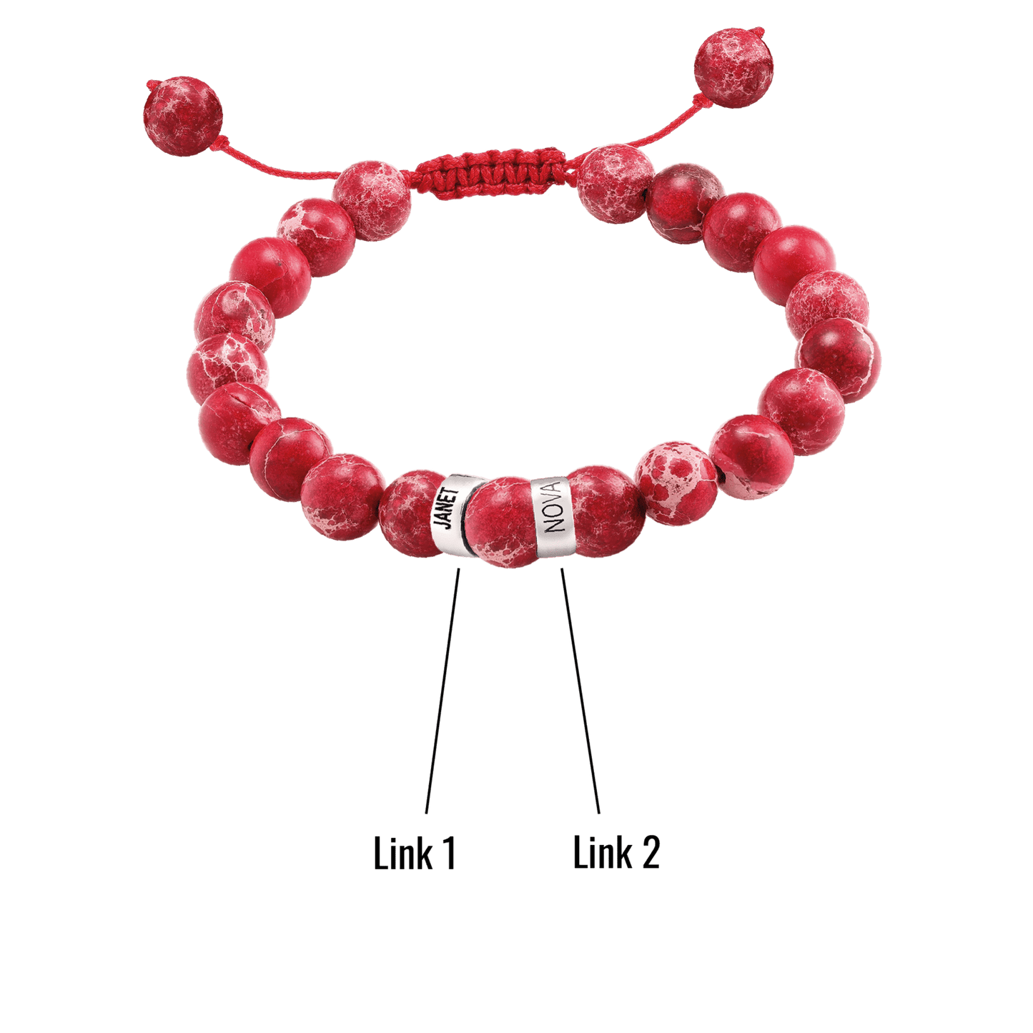 Men's Red Imperial Jasper Engravable Bead Bracelet - 14K Yellow Gold Bracelets magal-dev