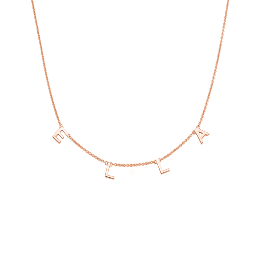 Name Necklace - 18K Rose Vermeil Necklaces magal-dev 1 Initial Adjustable 16-17" (40cm-43cm)