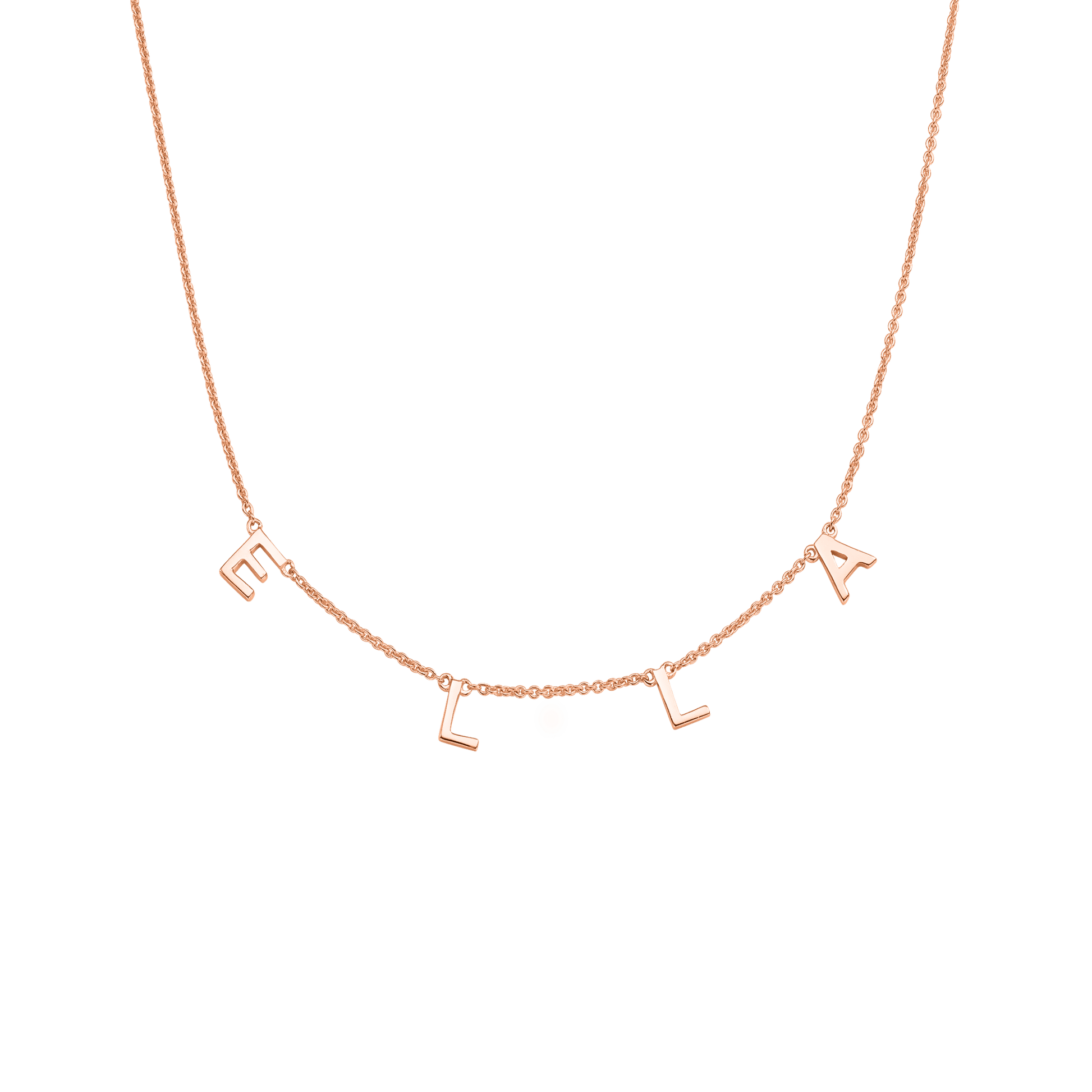 Name Necklace - 14K Rose Gold Necklaces magal-dev 1 Initial Adjustable 16-17" (40cm-43cm)