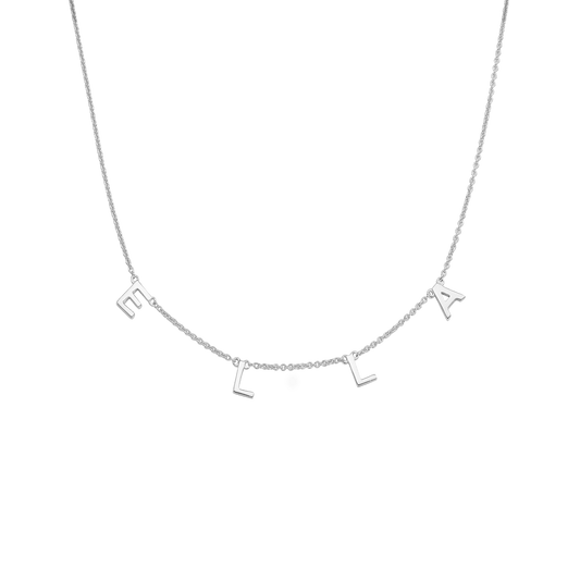 Name Necklace - 14K White Gold Necklaces magal-dev 1 Initial Adjustable 16-17" (40cm-43cm)