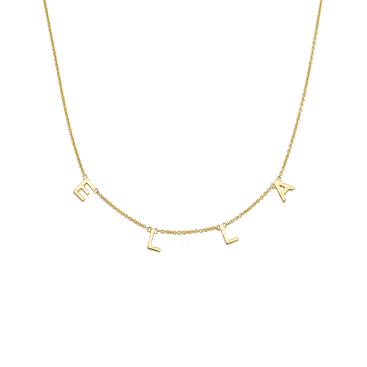 Name Necklace - 14K Yellow Gold Necklaces magal-dev 1 Initial Adjustable 16-17" (40cm-43cm)
