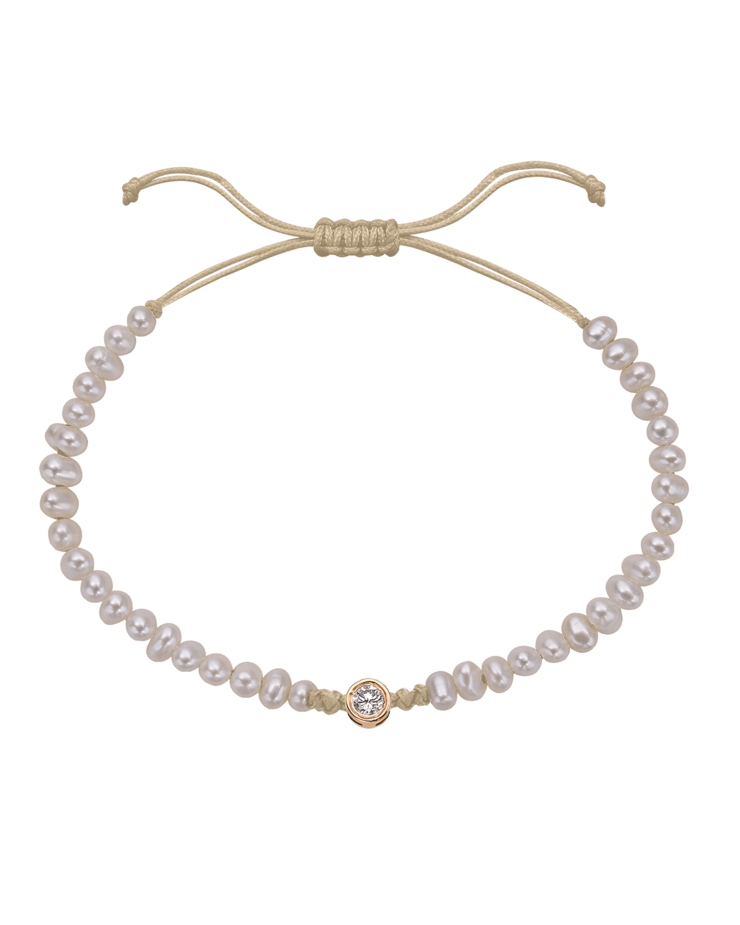 Natural Pearl String of Love Bracelet - 14K Rose Gold Bracelets magal-dev Beige Large: 0.1ct