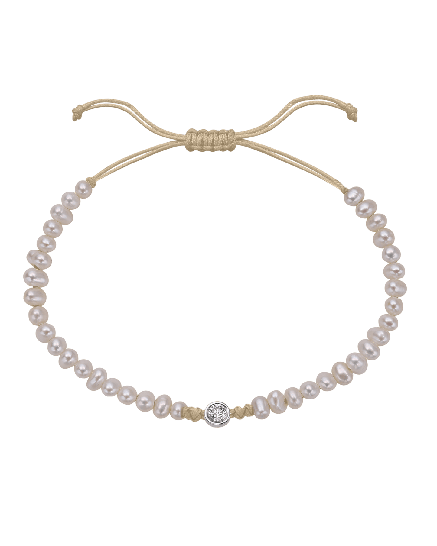 Natural Pearl String of Love Bracelet - 14K White Gold Bracelet magal-dev Beige Large: 0.1ct