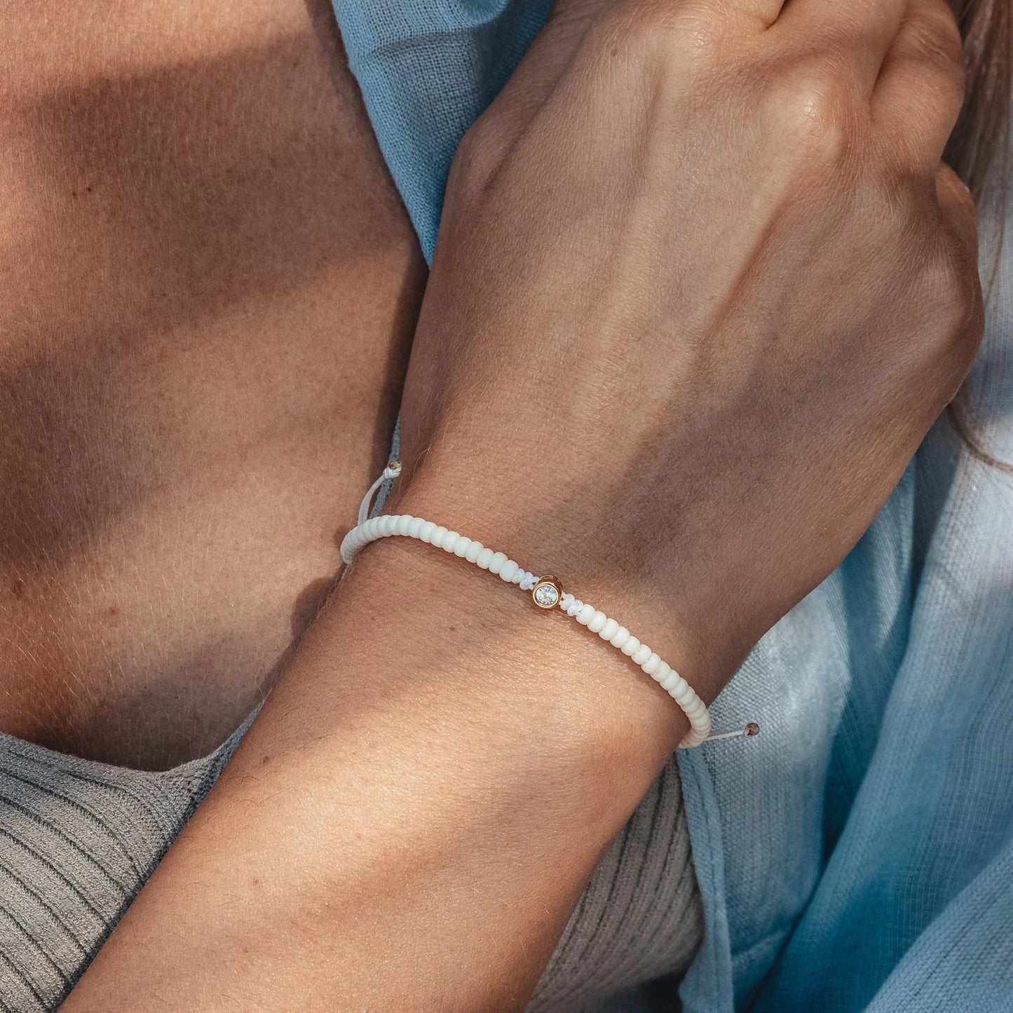 Off White Beads String of Love - 14K Rose Gold Bracelets magal-dev