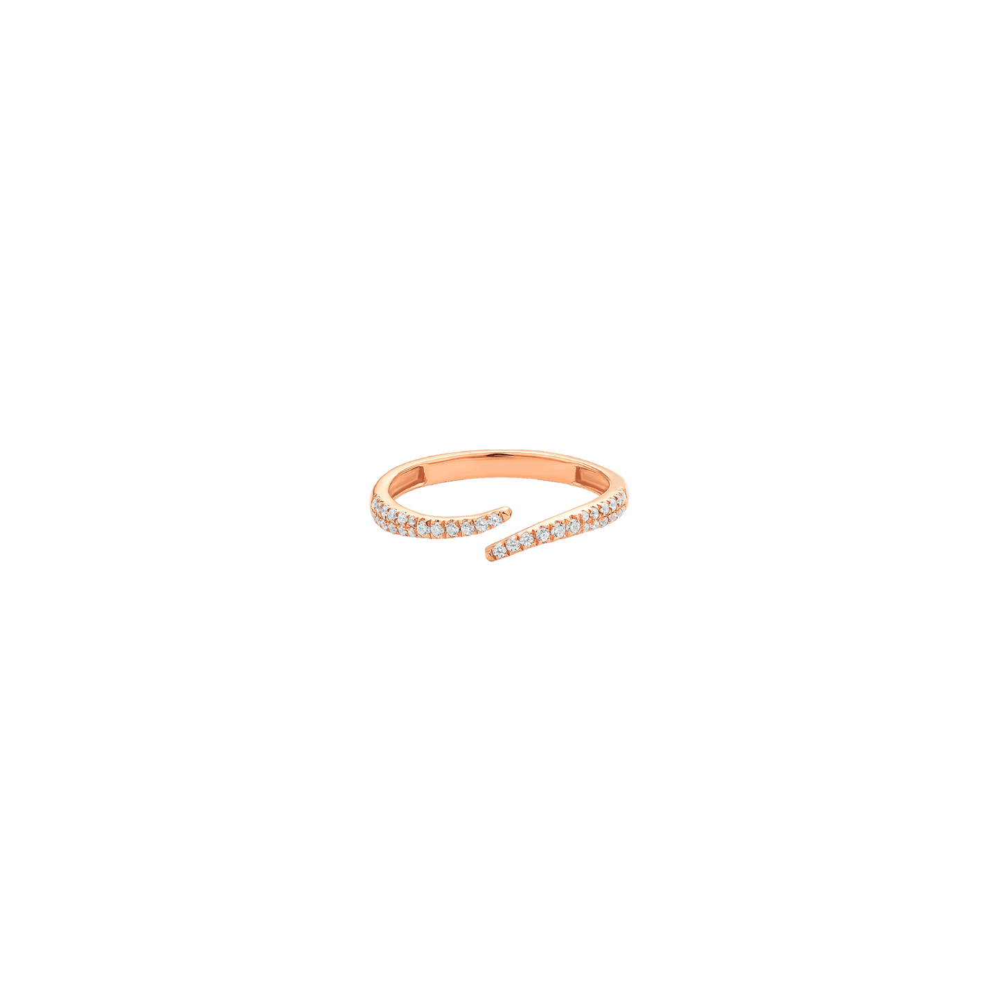Open Diamond Curved Ring - 14K Rose Gold Rings 14K Solid Gold US 4