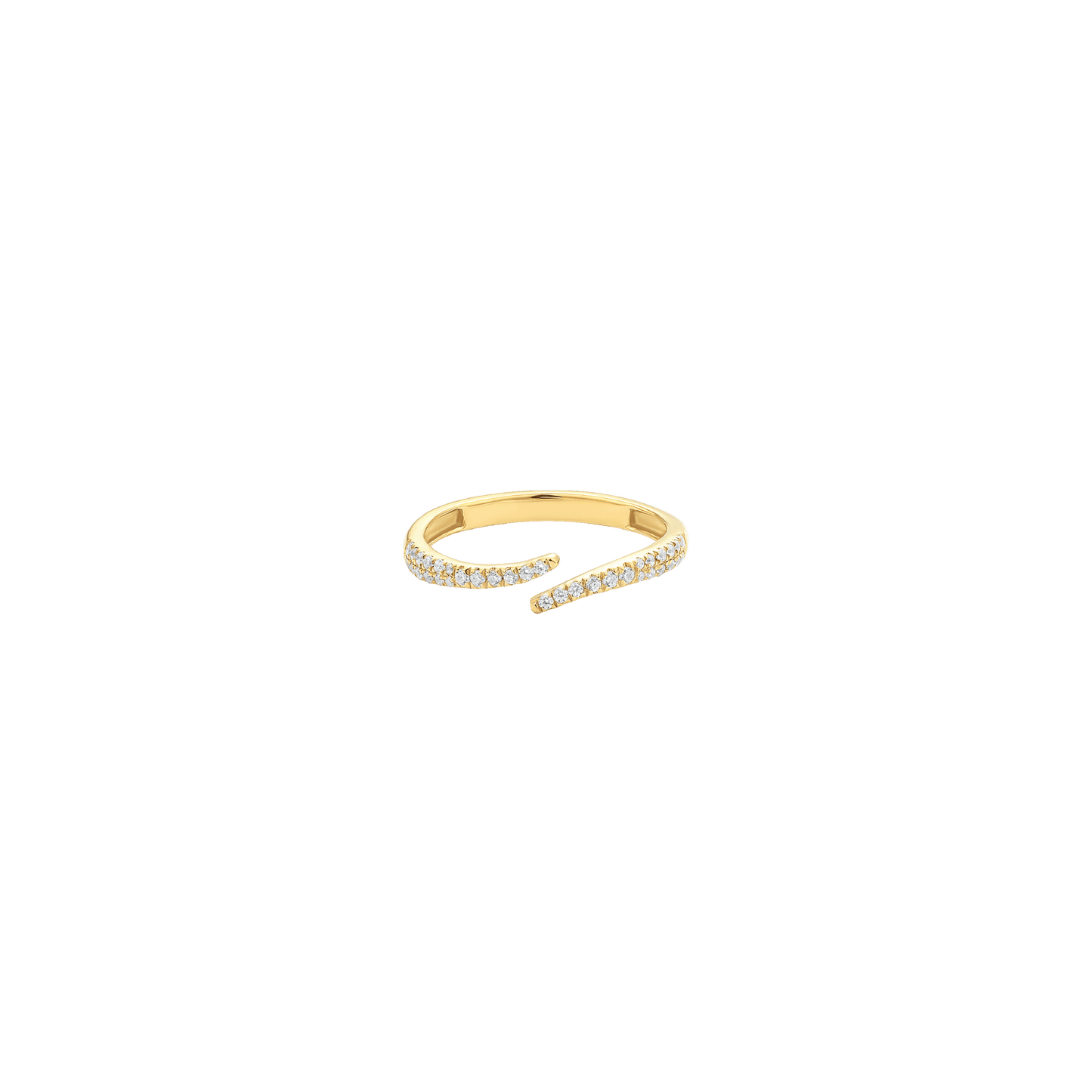 Open Diamond Curved Ring - 14K Yellow Gold Rings 14K Solid Gold US 4