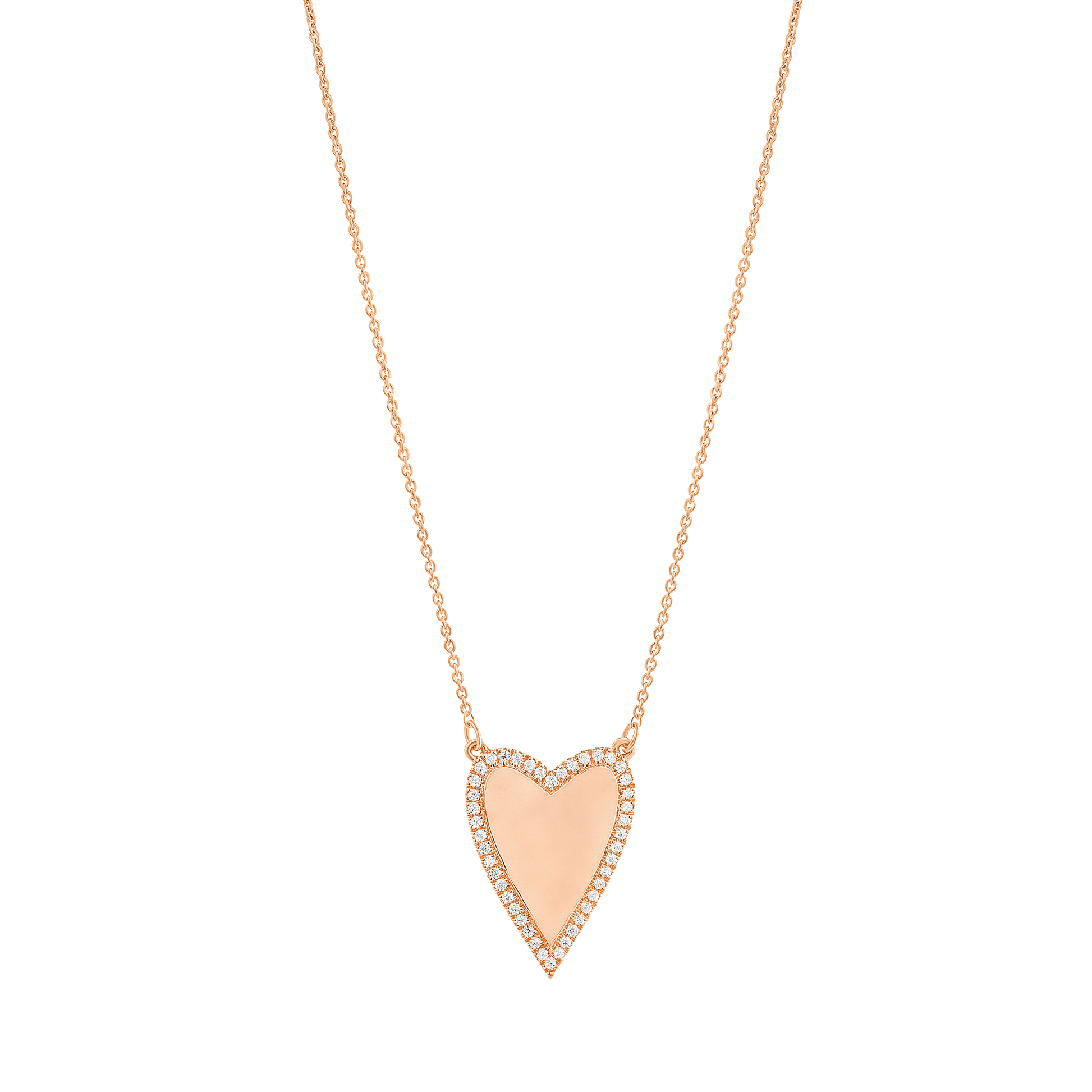 Outlined Heart Diamond Necklace - 14K Yellow Gold Necklaces magal-dev