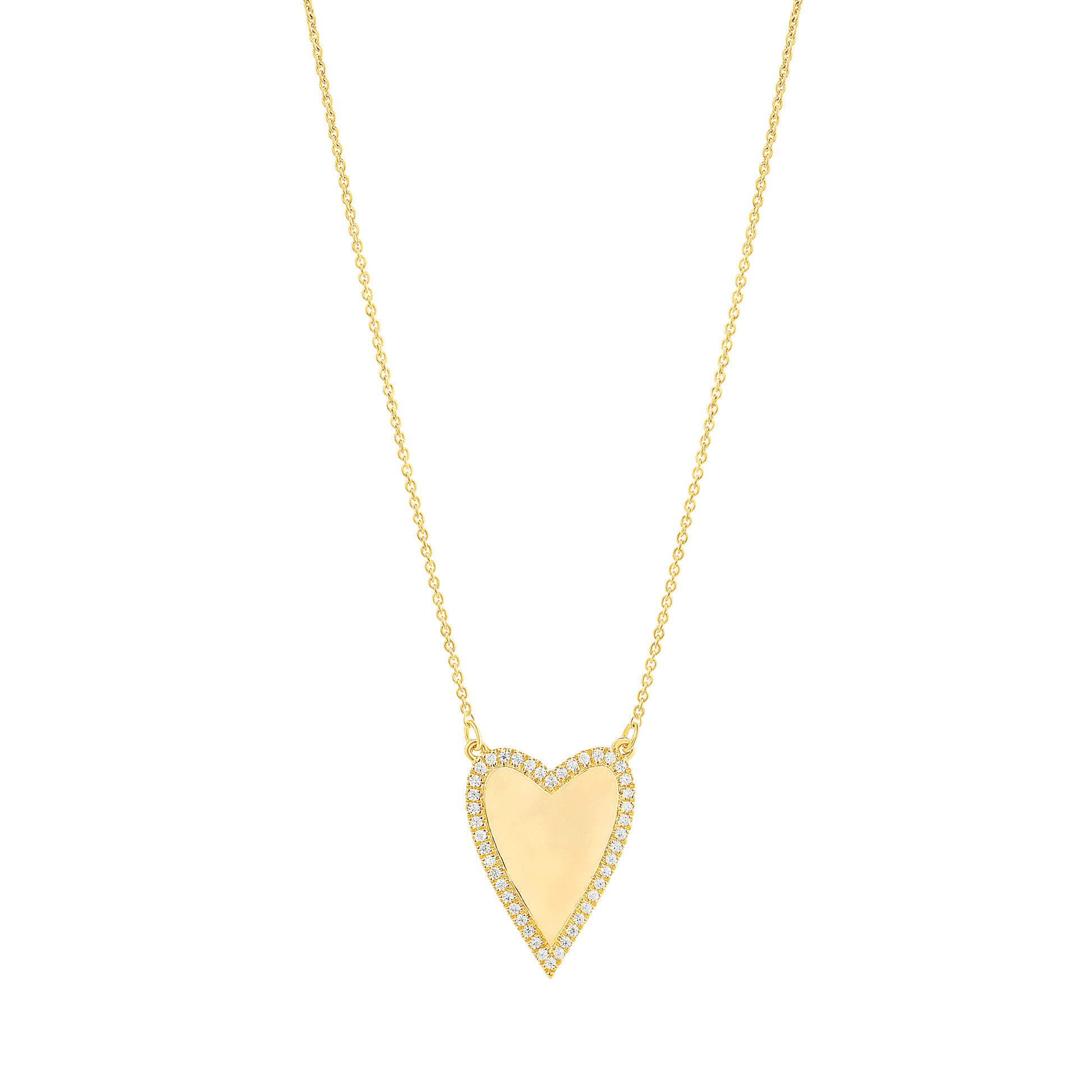 Outlined Heart Diamond Necklace - 18K Gold Vermeil Necklaces magal-dev