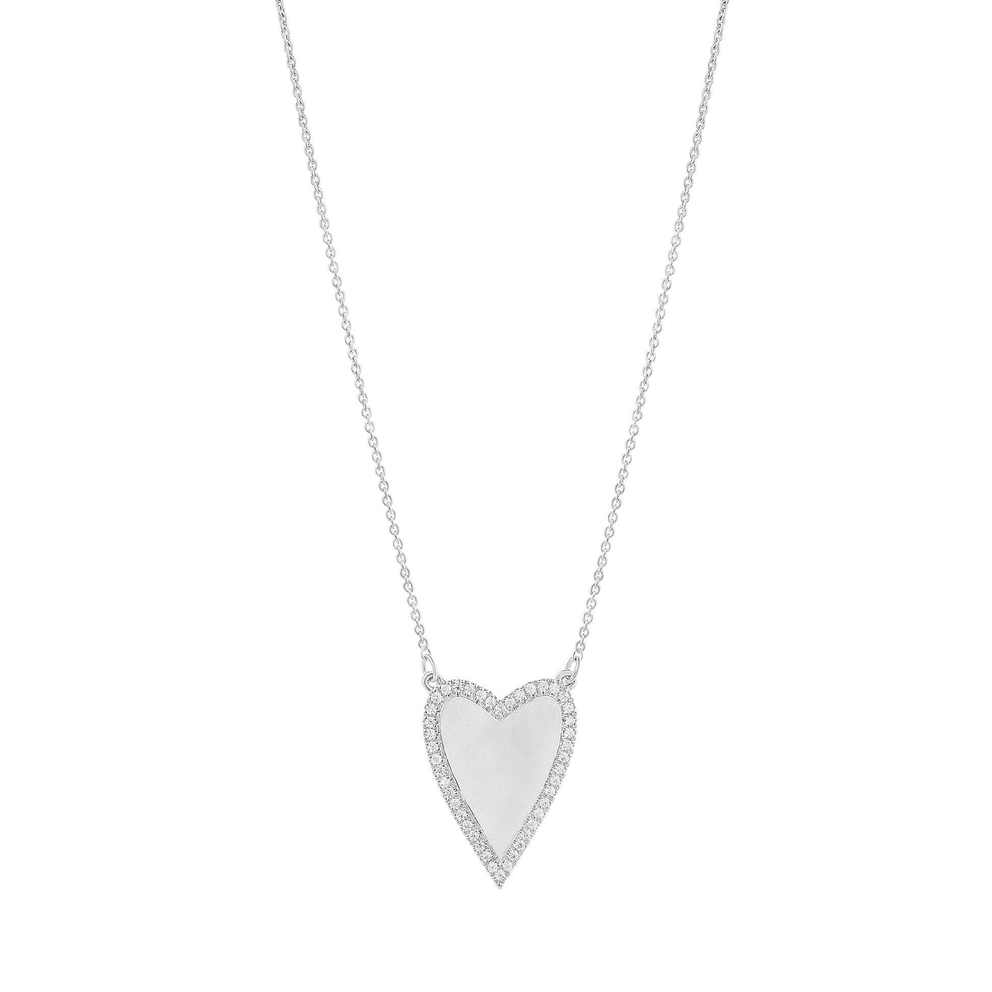 Outlined Heart Diamond Necklace - 18K Gold Vermeil Necklaces magal-dev
