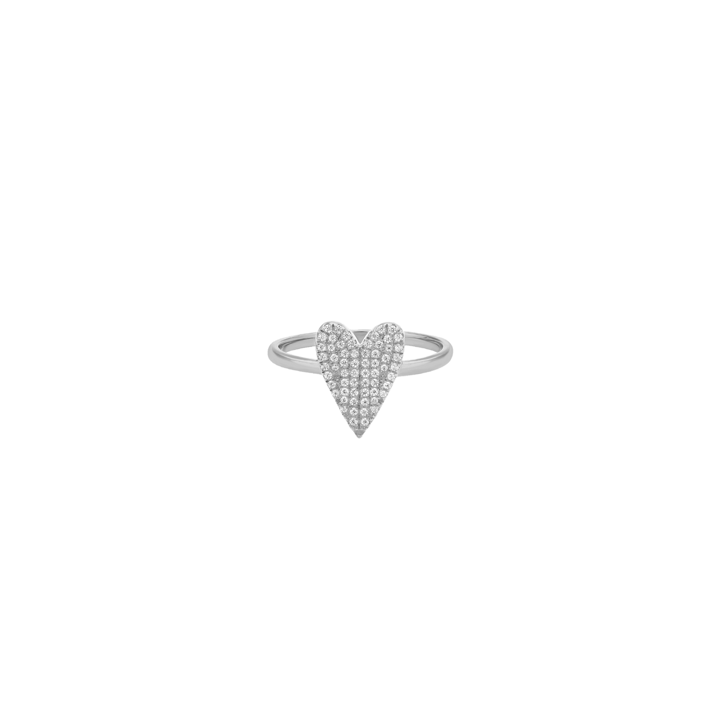 Paved Diamond Heart Ring - 14K White Gold Rings 14K Solid Gold US 4