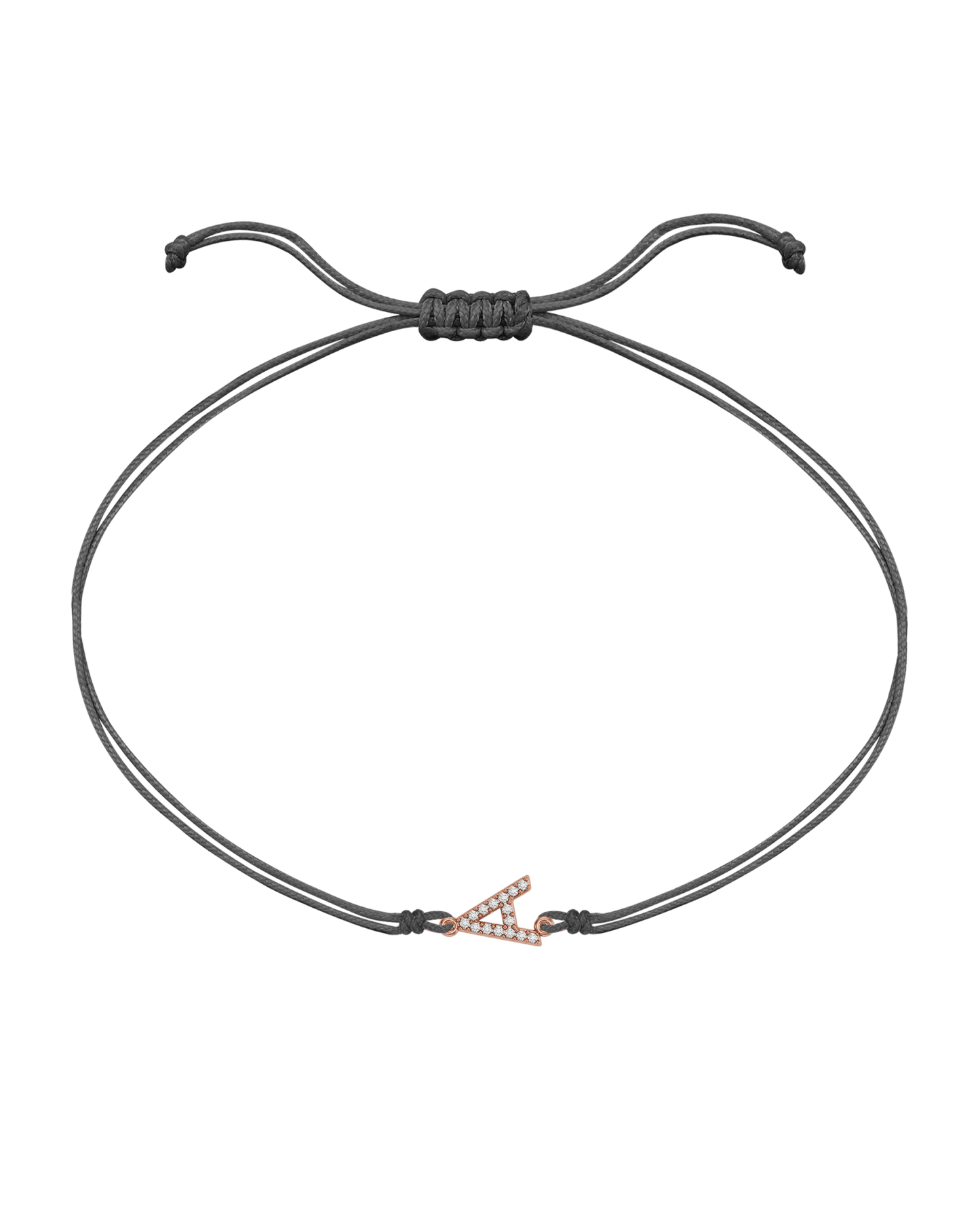 Paved Diamond Initial String of Love - 14K Rose Gold Bracelet 14K Solid Gold Grey