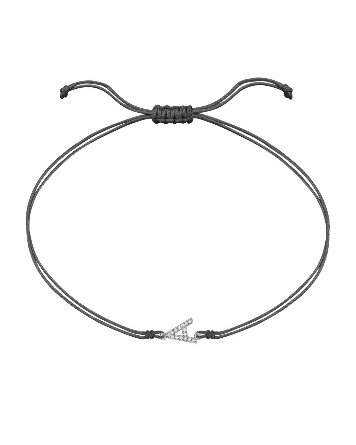 Paved Diamond Initial String of Love - 14K White Gold Bracelet 14K Solid Gold Grey