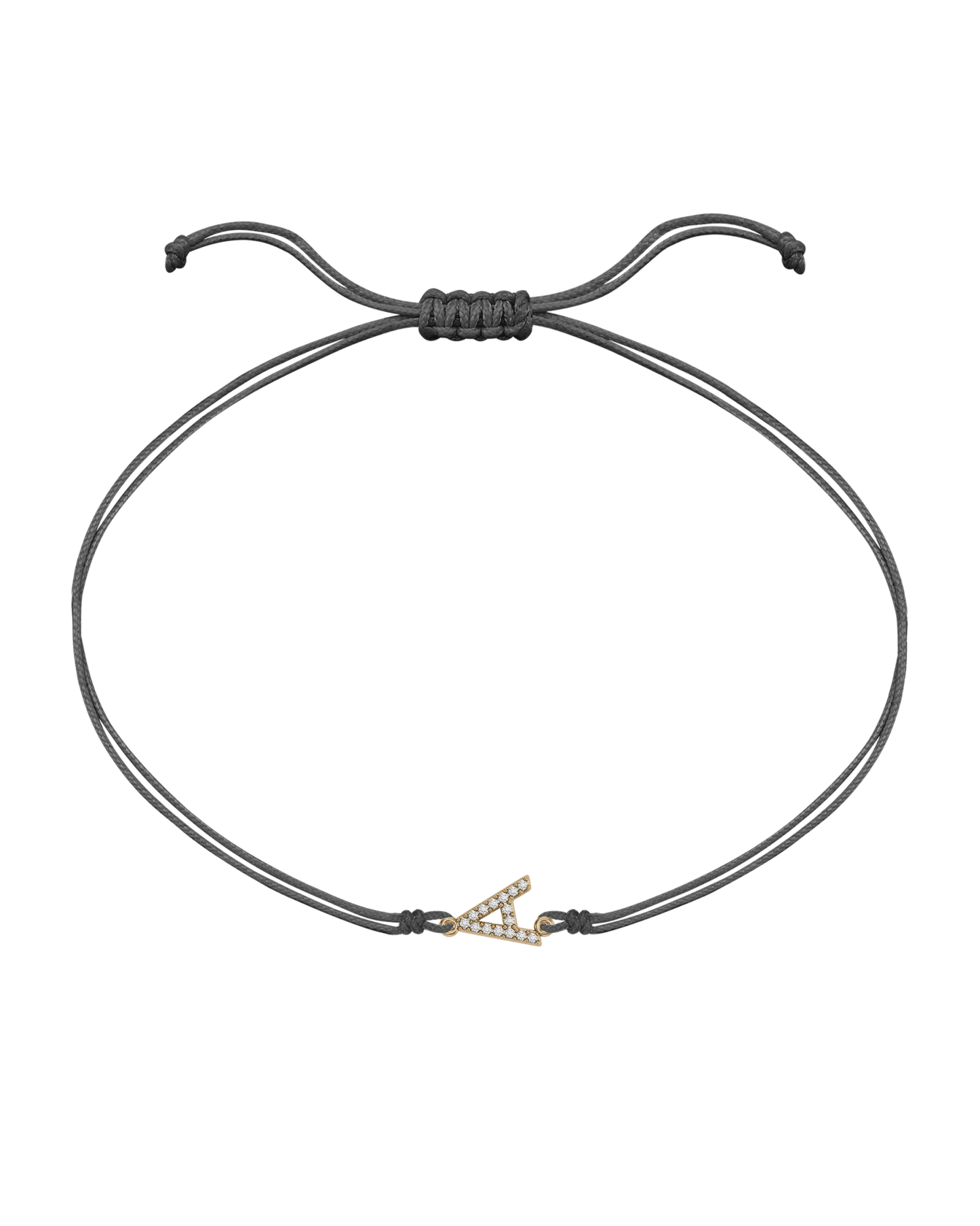 Paved Diamond Initial String of Love - 14K Yellow Gold Bracelet 14K Solid Gold Grey