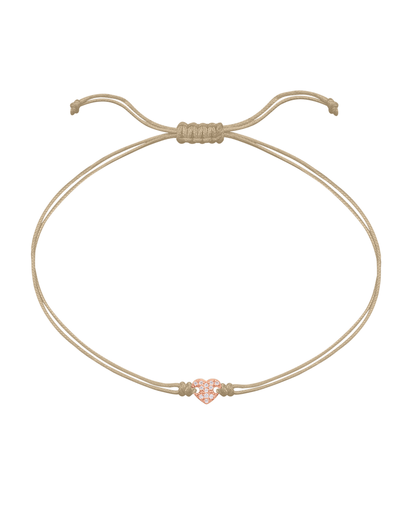 Paved Heart String of Love Bracelet - 14K Rose Gold Bracelet magal-dev Beige