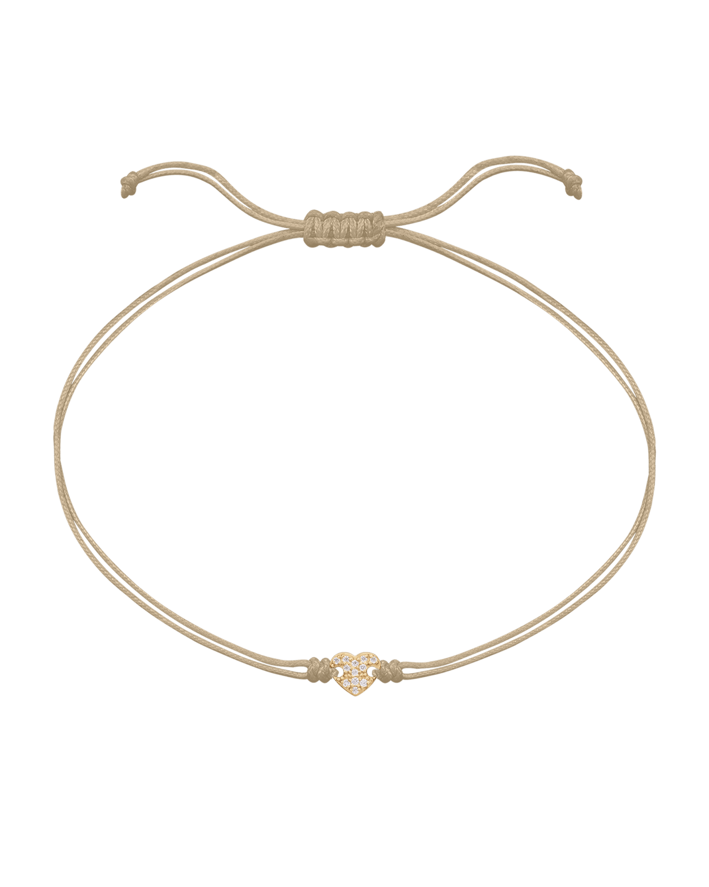 Paved Heart String of Love Bracelet - 14K Yellow Gold Bracelet magal-dev Beige
