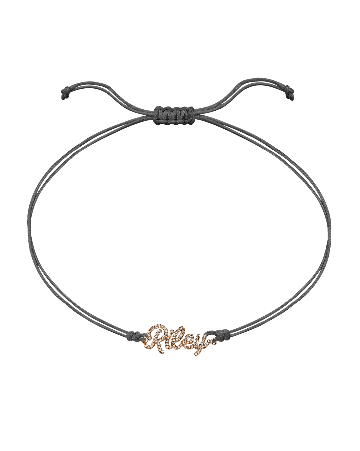 Paved Name Plate String of Love - 14K Rose Gold Bracelet 14K Solid Gold Grey 1