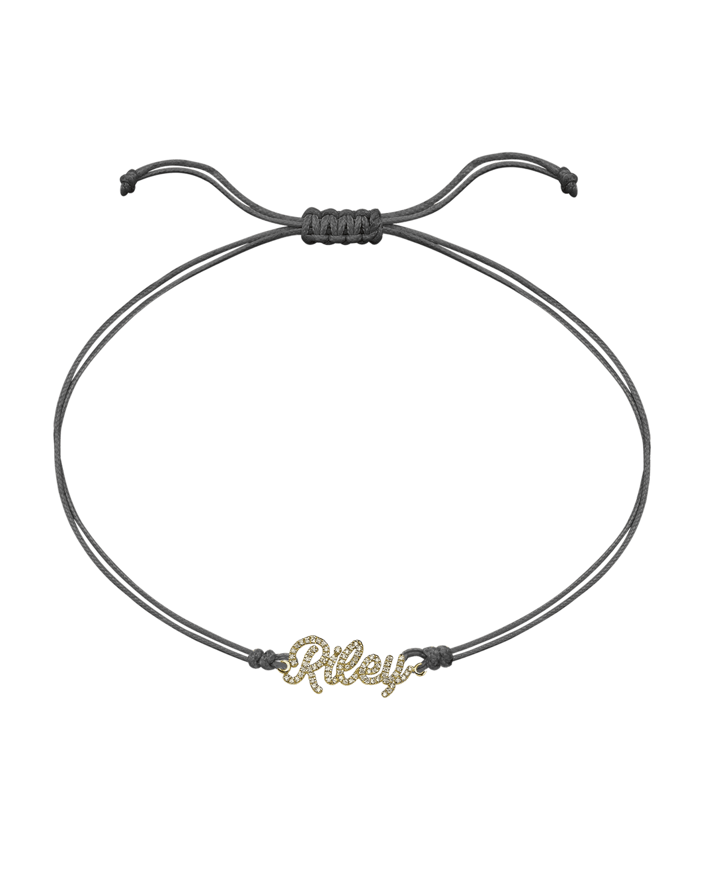 Paved Name Plate String of Love - 14K Yellow Gold Bracelet 14K Solid Gold Grey 1