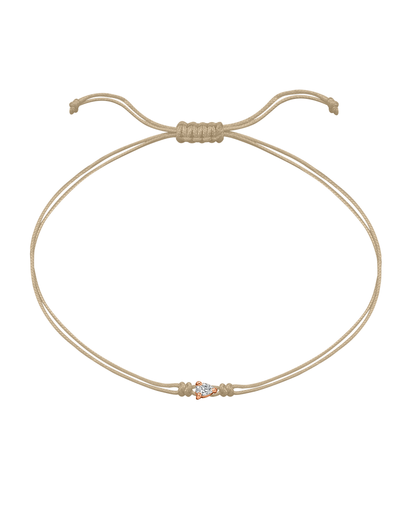 Pear Diamond String Of Love - 14K Rose Gold Bracelet 14K Solid Gold Beige