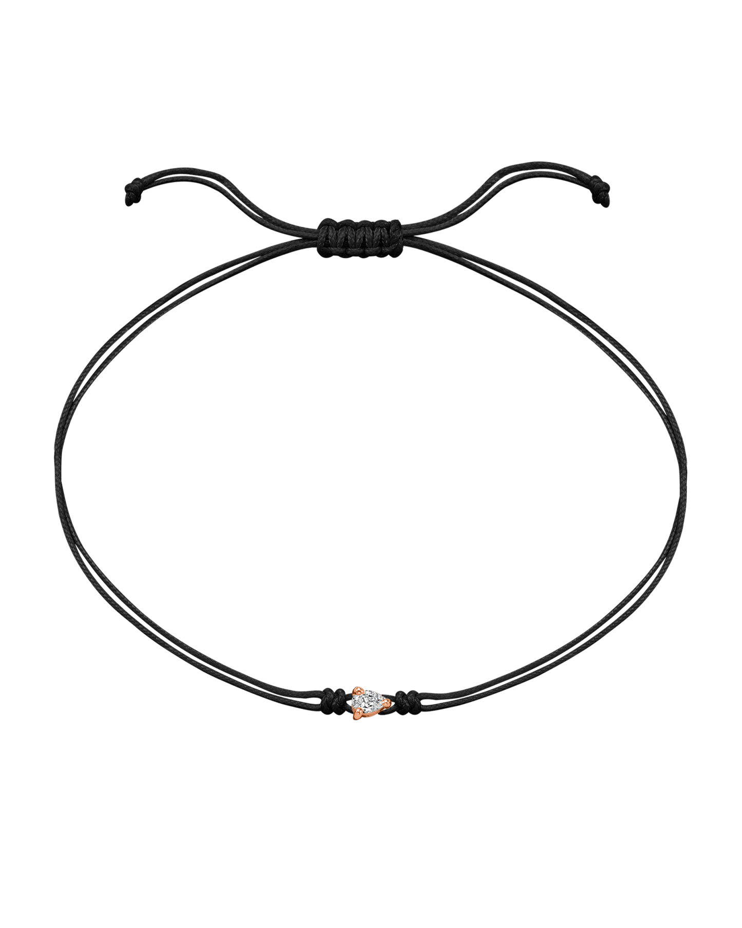 Pear Diamond String Of Love - 14K Rose Gold Bracelet 14K Solid Gold Black